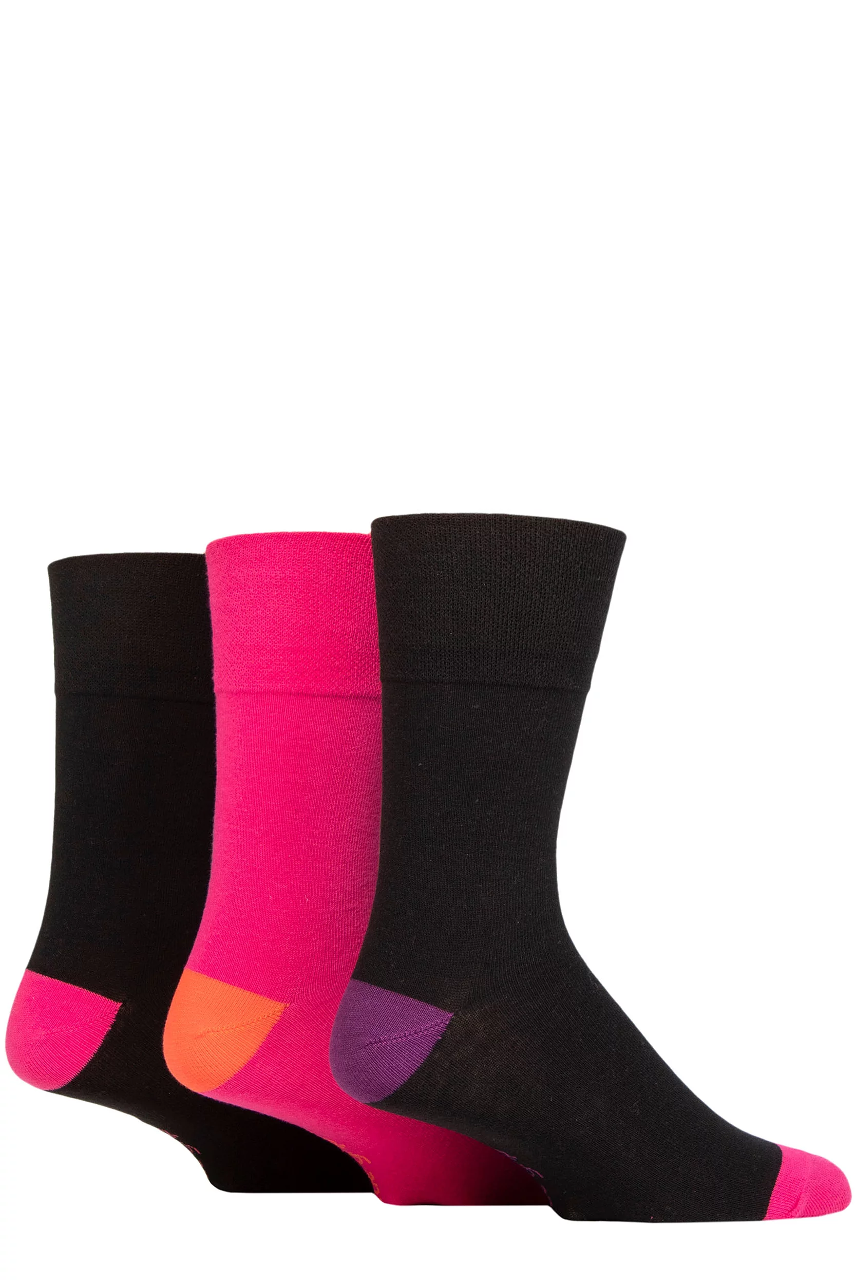 Mens 3 Pair Gentle Grip Colourburst Cotton Socks Crazy Contrast Purple 6