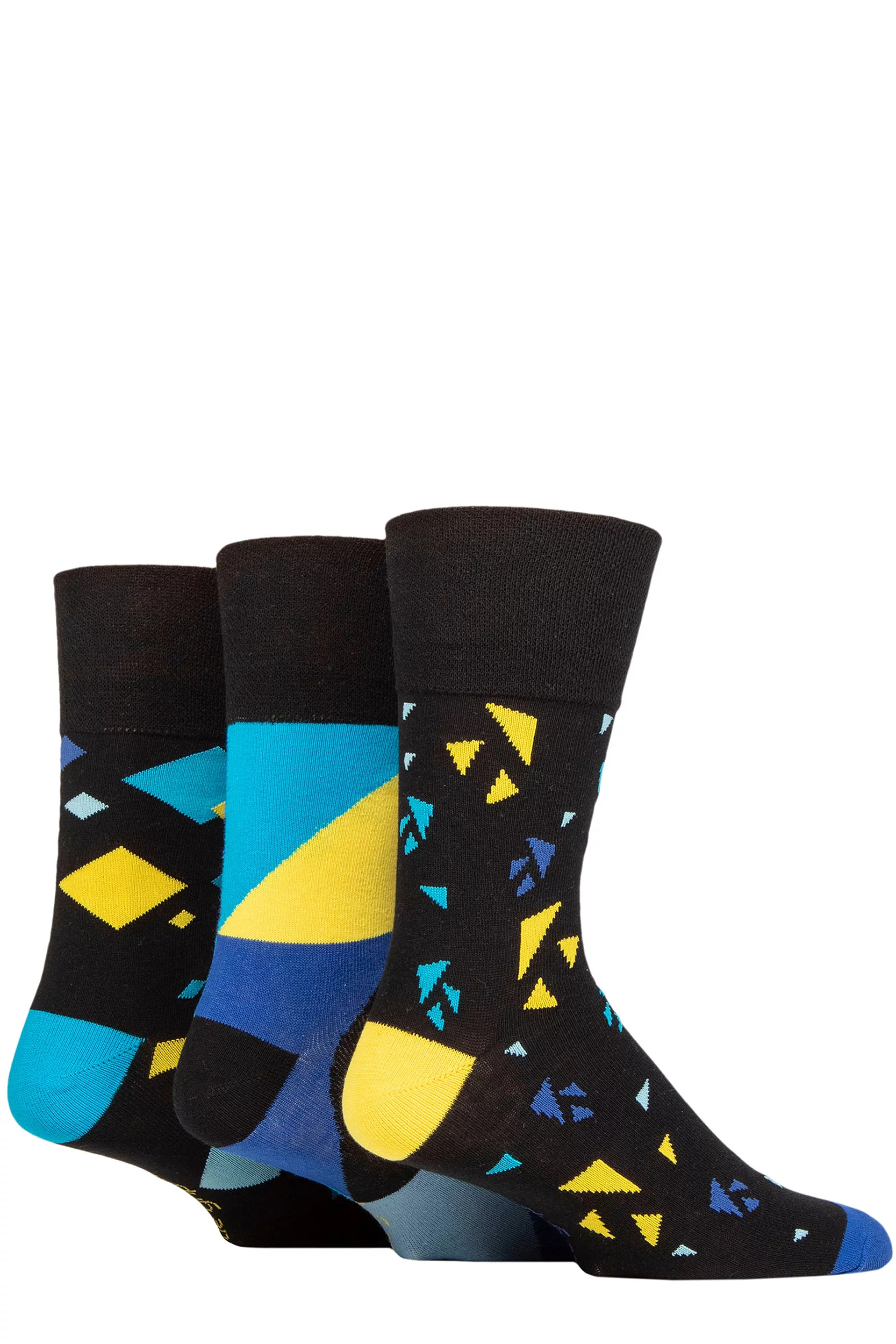 Mens 3 Pair Gentle Grip Colourburst Cotton Socks Angular Arena 6