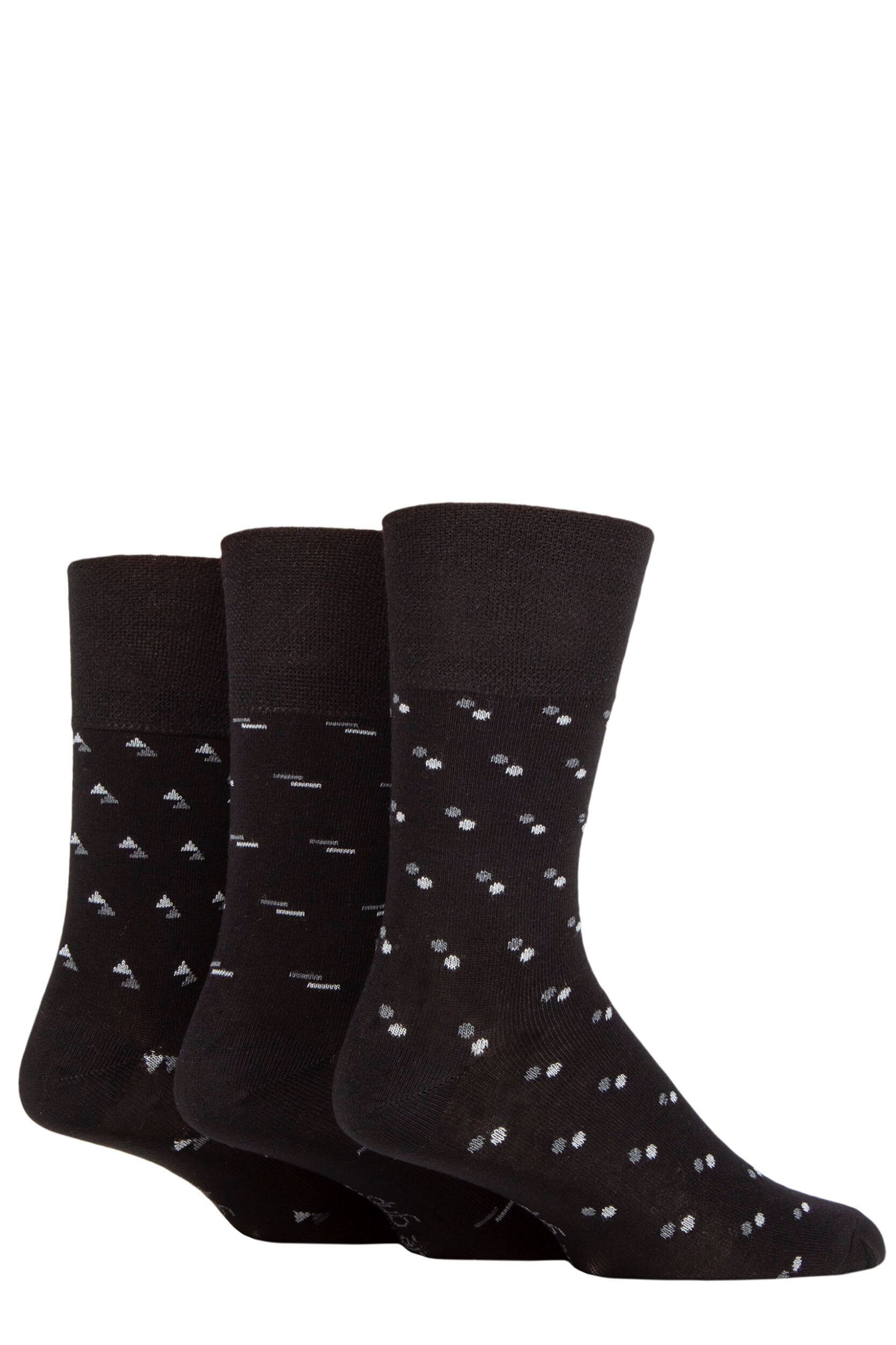 Mens 3 Pair Gentle Grip Patterned Bamboo Socks Suit Mono 6-11 Mens