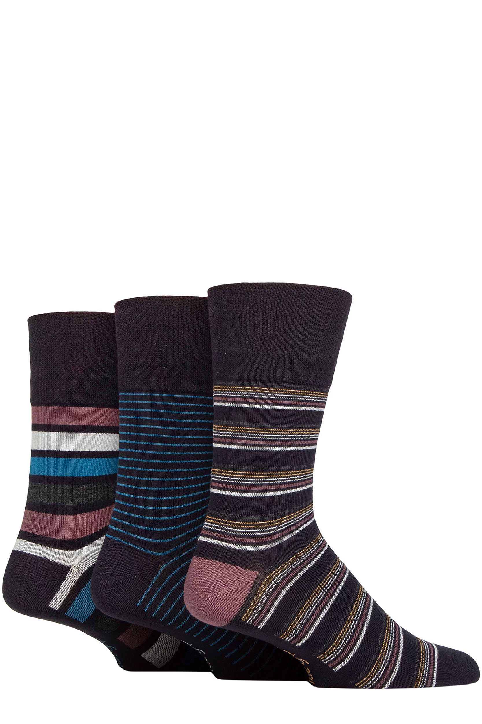 Mens 3 Pair Gentle Grip Patterned Bamboo Socks Mirage Stripe 6