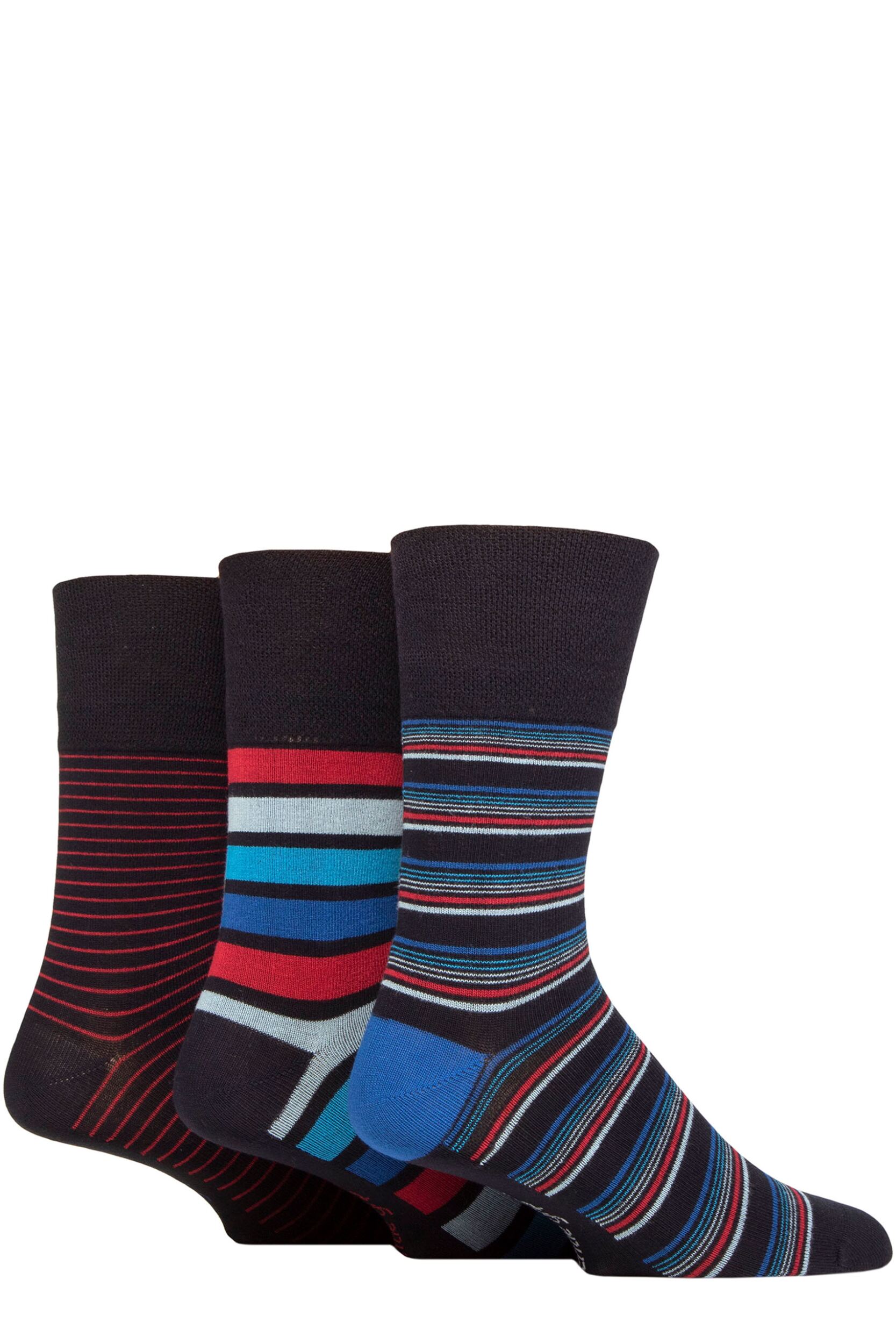 Mens 3 Pair Gentle Grip Patterned Bamboo Socks Sailor Stripe 6-11