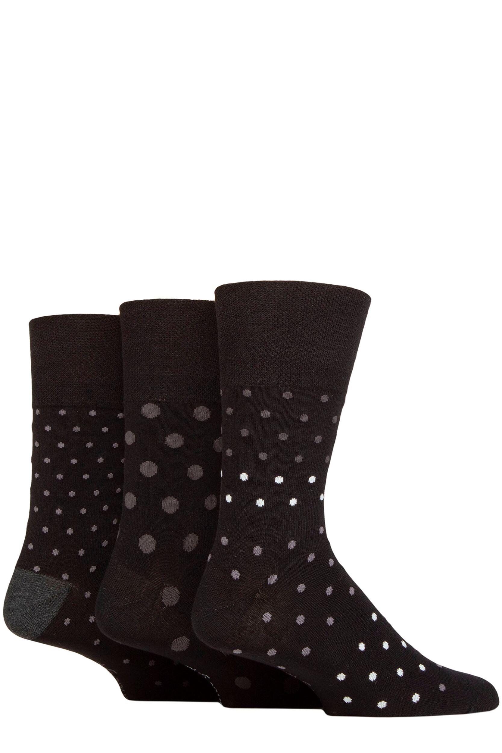 Mens 3 Pair Gentle Grip Patterned Bamboo Socks Monochrome Eclipse 6-11