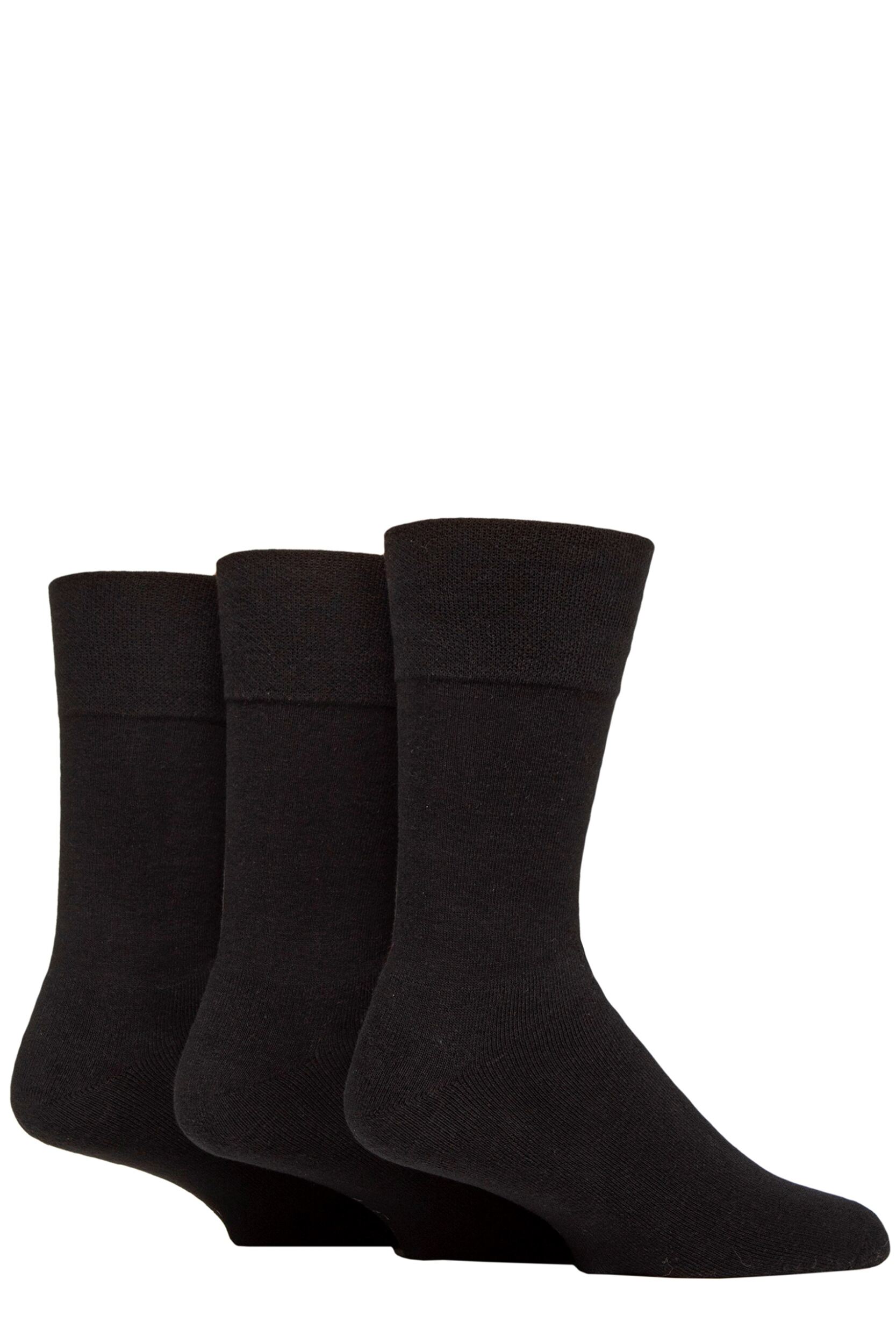 Mens 3 Pair SOCKSHOP Gentle Grip Cotton Cushioned Foot Sports Socks Black 6-11