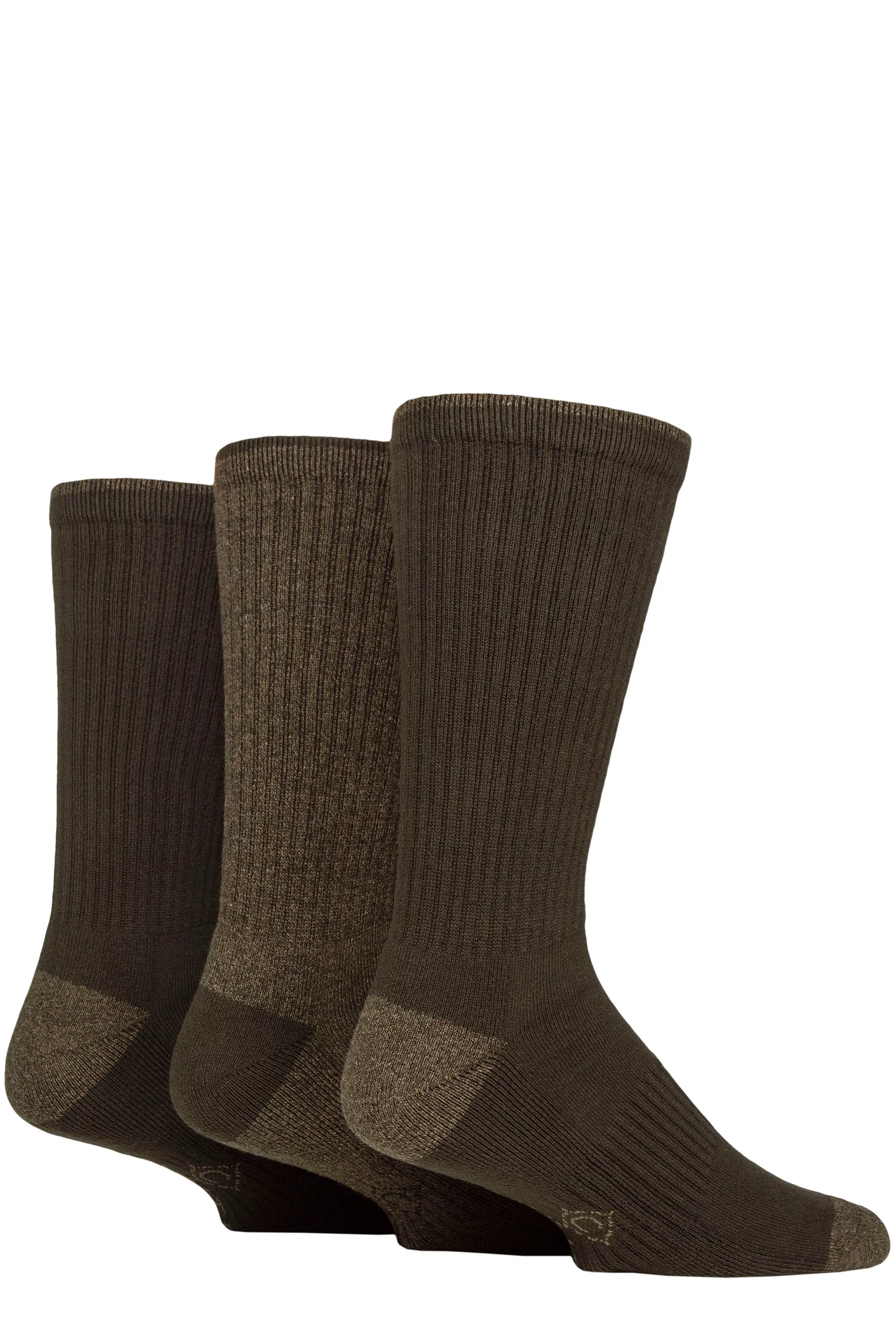 Mens 3 Pair Country Pursuit Water Repellent Cotton Boot Socks Forest Green 6