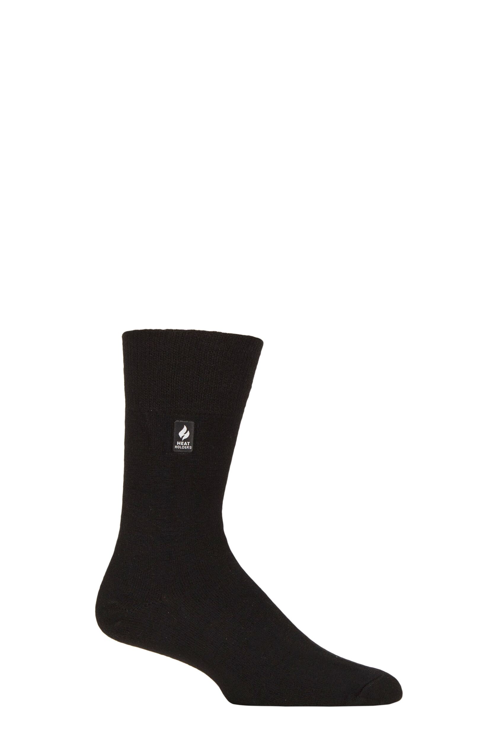 Mens 1 Pair SOCKSHOP Gentle Grip Heat Holders Thermal Socks Black 6-11 Mens