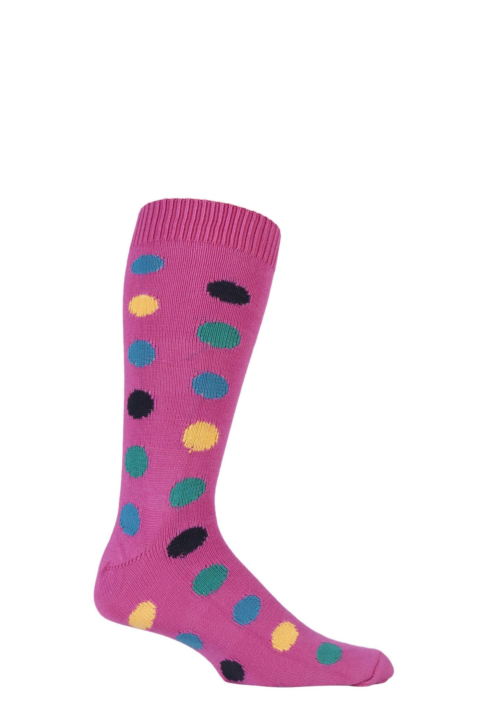 1 Pair Clematis / Multi of London Spotty Cotton Socks Men's 7-11 Mens - SOCKSHOP of London