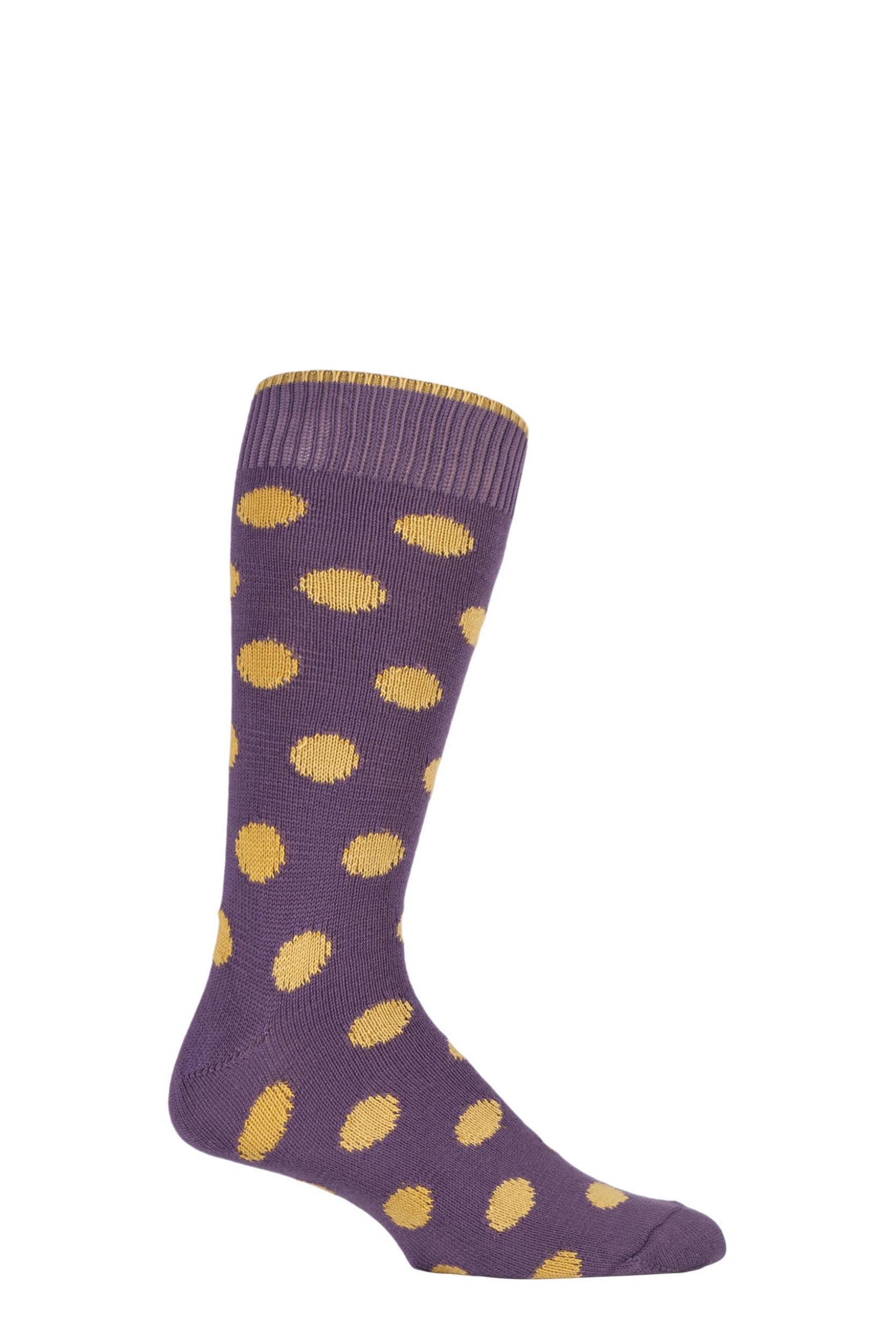 1 Pair Raisin / Inca of London Spotty Cotton Socks Men's 7-11 Mens - SOCKSHOP of London