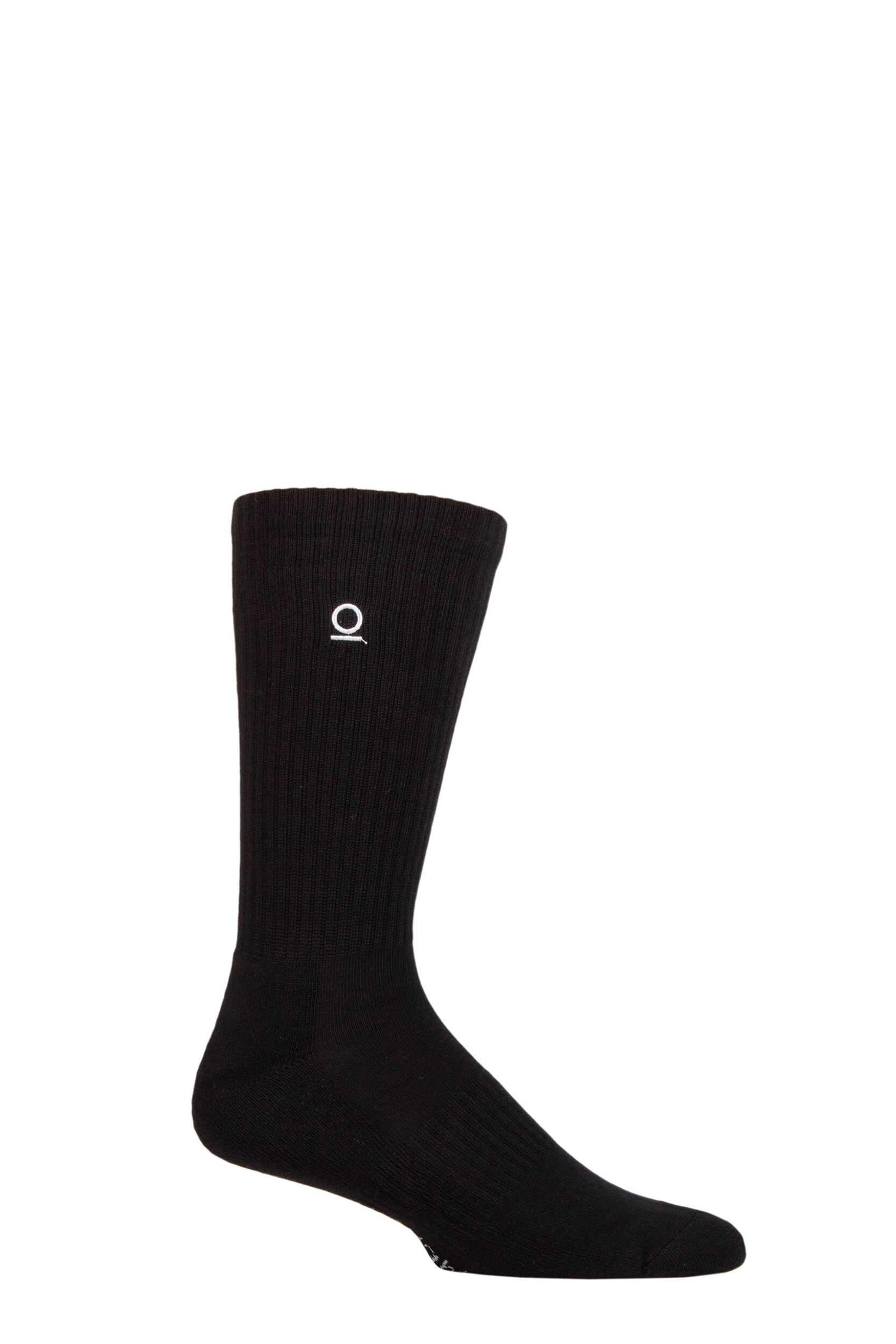 Mens 1 Pair Thought Rafael Organic Cotton Ribbed Sports Socks Black 7-11