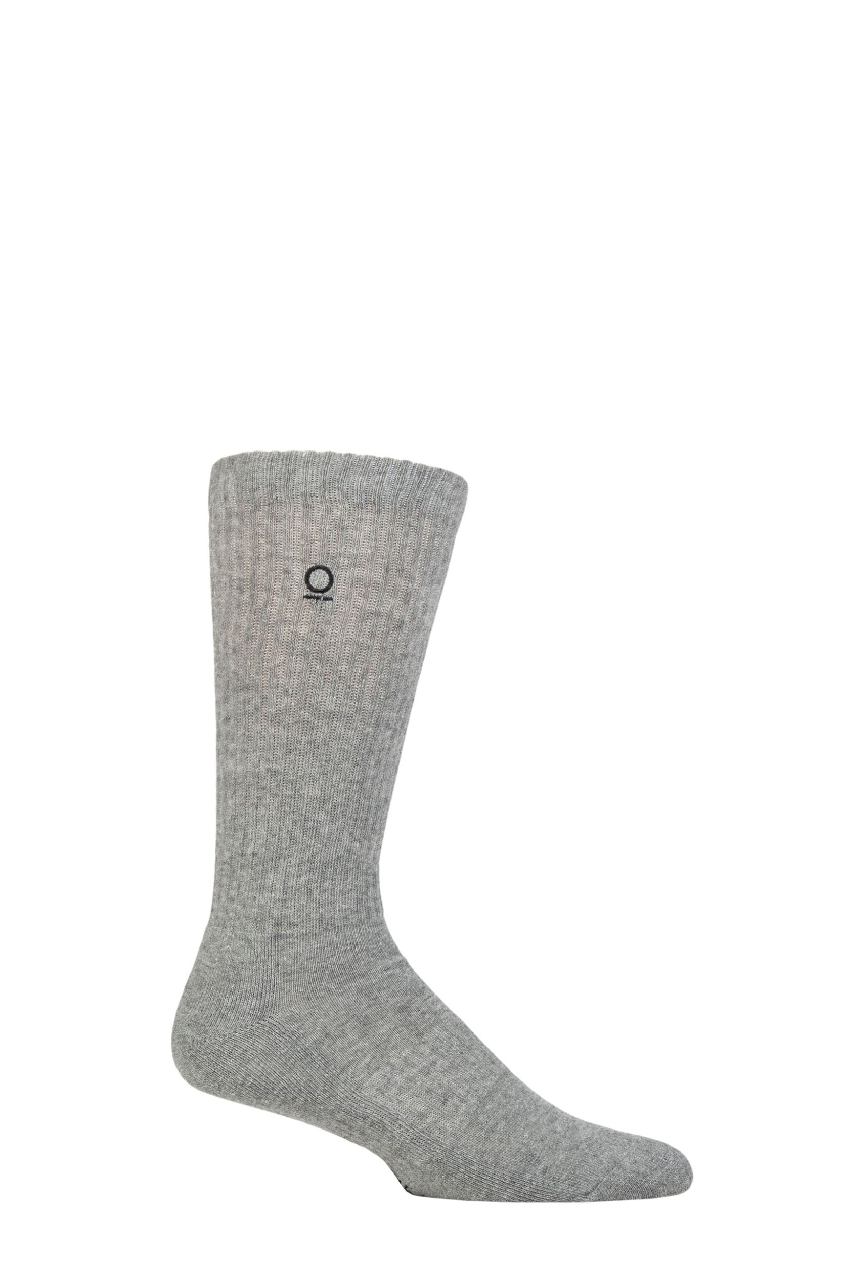 Mens 1 Pair Thought Rafael Organic Cotton Ribbed Sports Socks Grey Marle 7-11