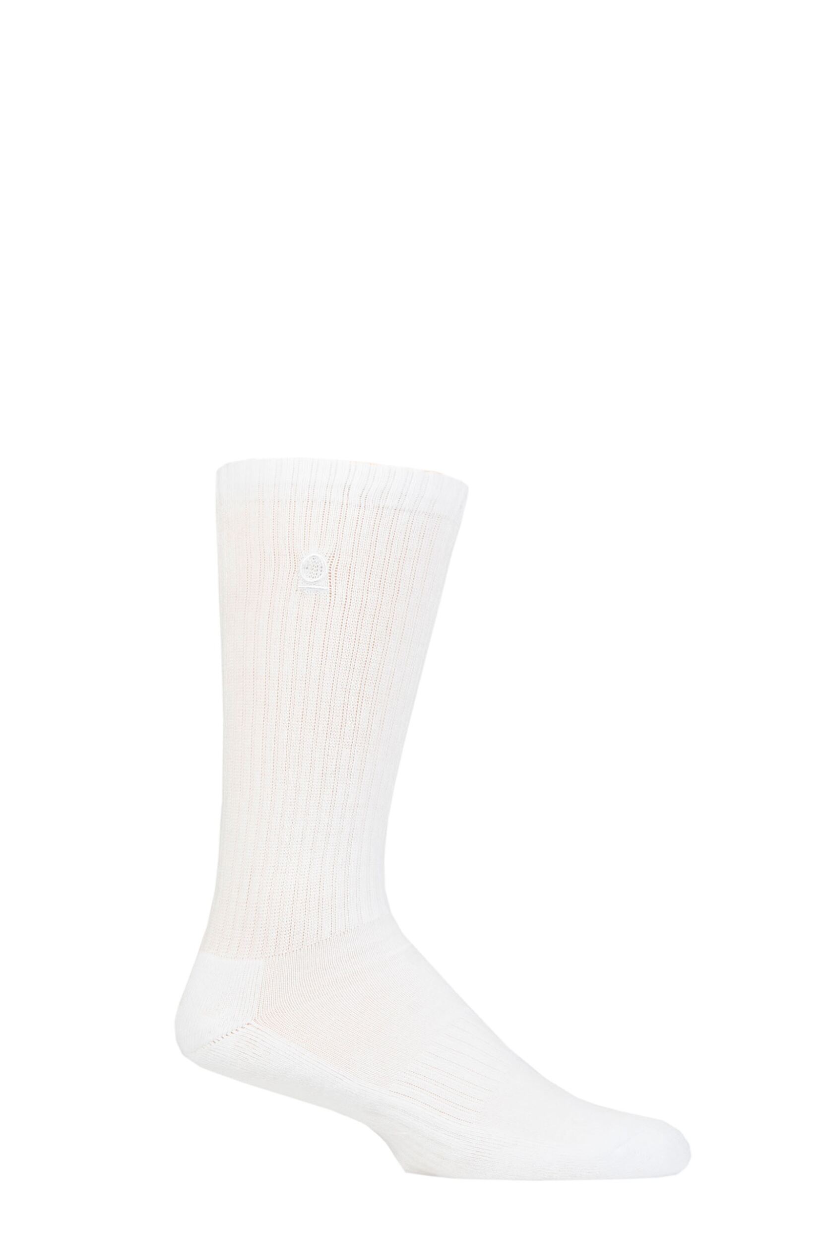Mens 1 Pair Thought Rafael Organic Cotton Ribbed Sports Socks White 7-11