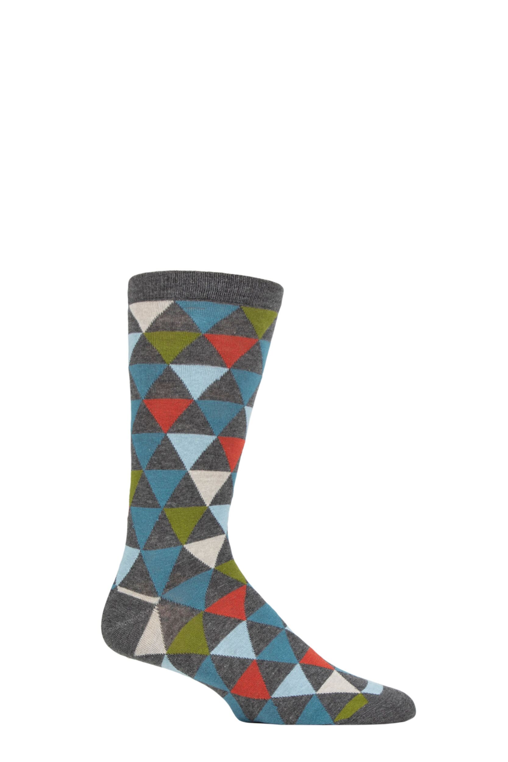 Mens 1 Pair Thought Geometric Organic Cotton Socks Dark Grey Marl 7-11 Mens