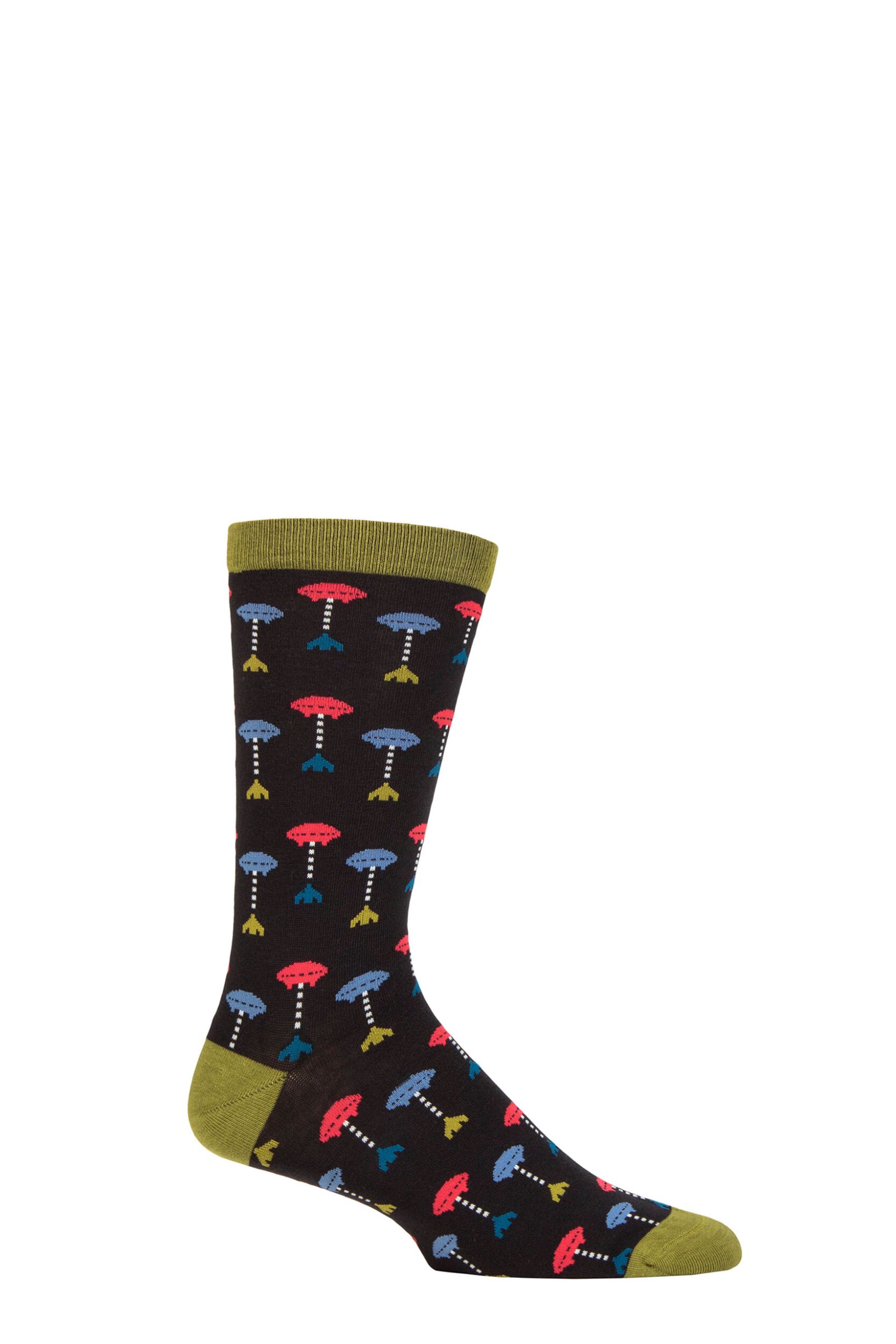 Mens 1 Pair Thought Salas Organic Cotton Rocket Socks Black 7-11
