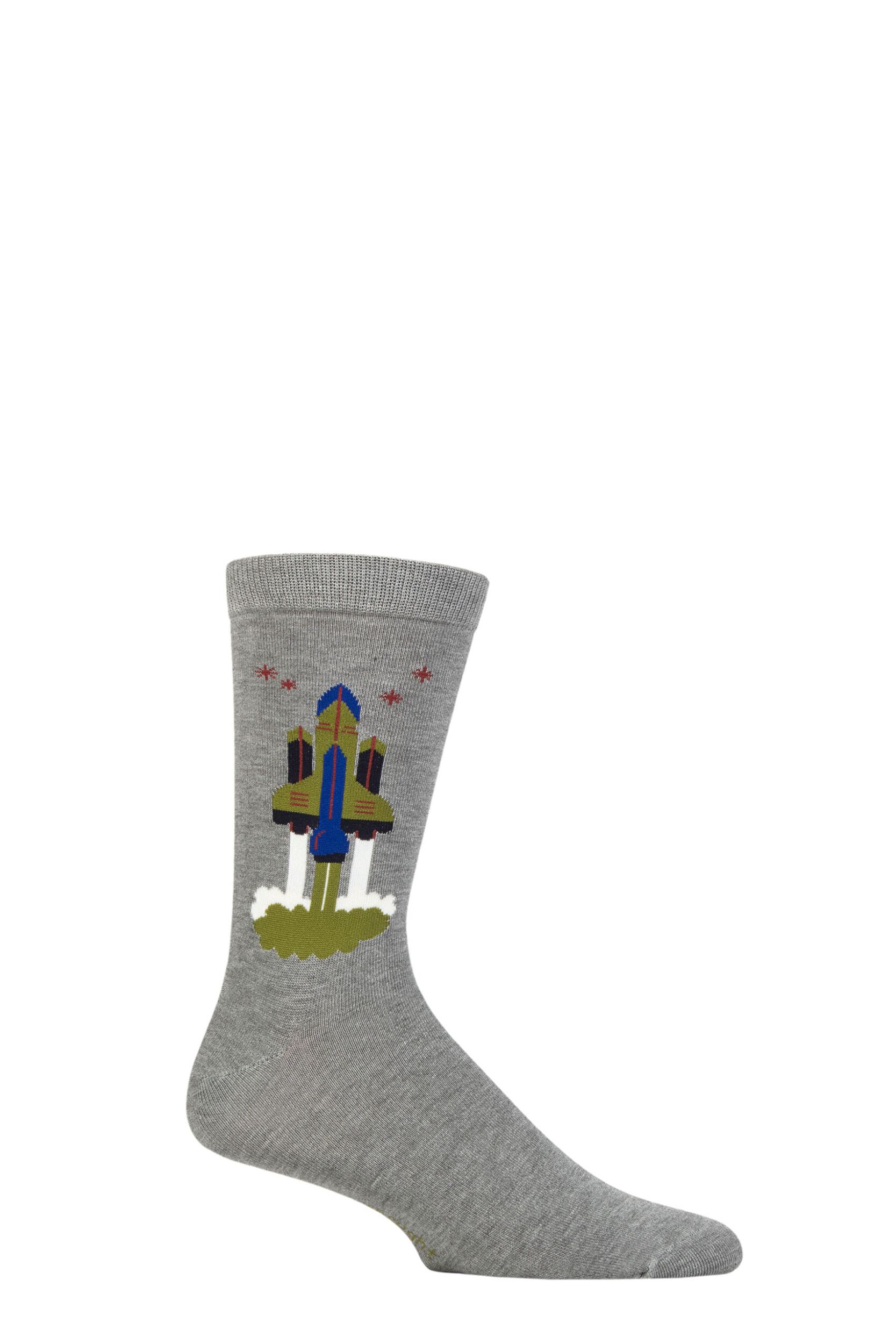Mens 1 Pair Thought Onyx Rocket Organic Cotton Socks Grey Marle 7-11