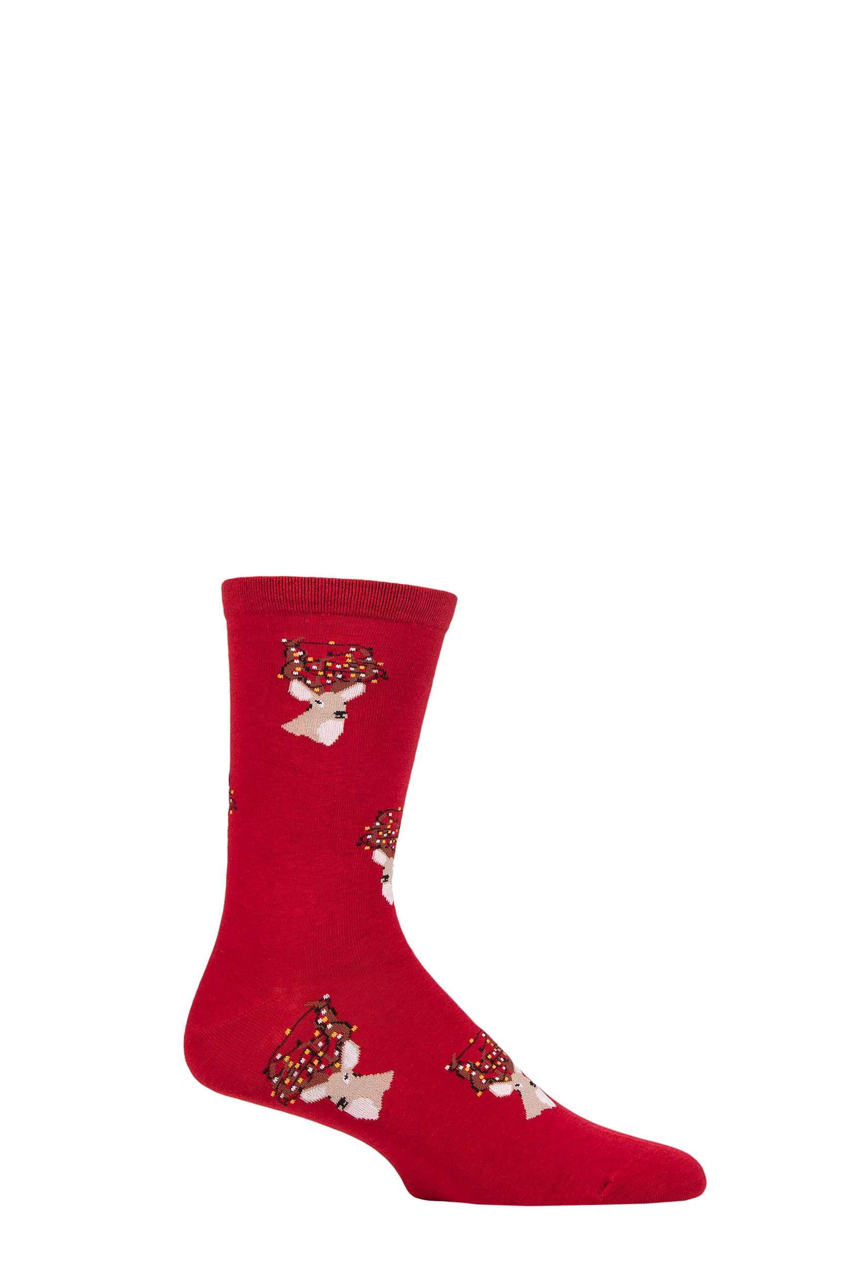 Mens 1 Pair Thought Celyn Christmas Stag Organic Cotton Socks Bright Red 7