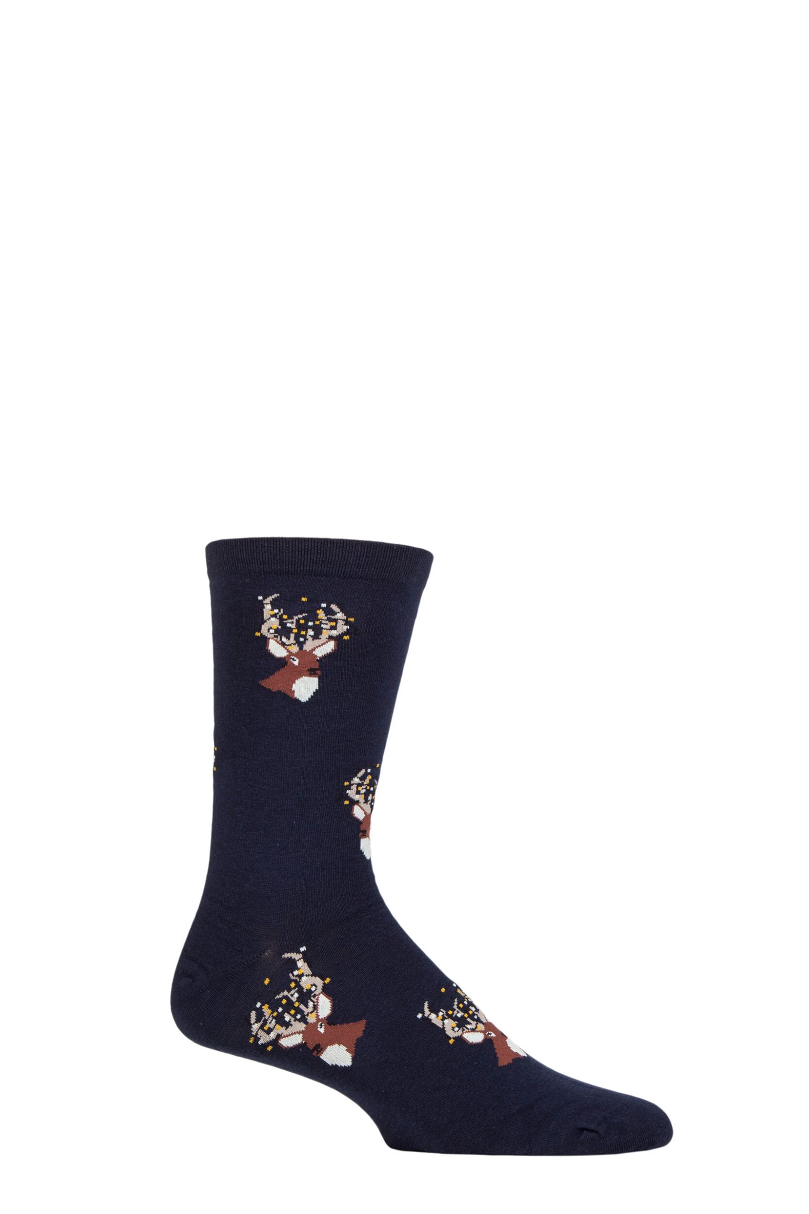 Mens 1 Pair Thought Celyn Christmas Stag Organic Cotton Socks Navy 7-11