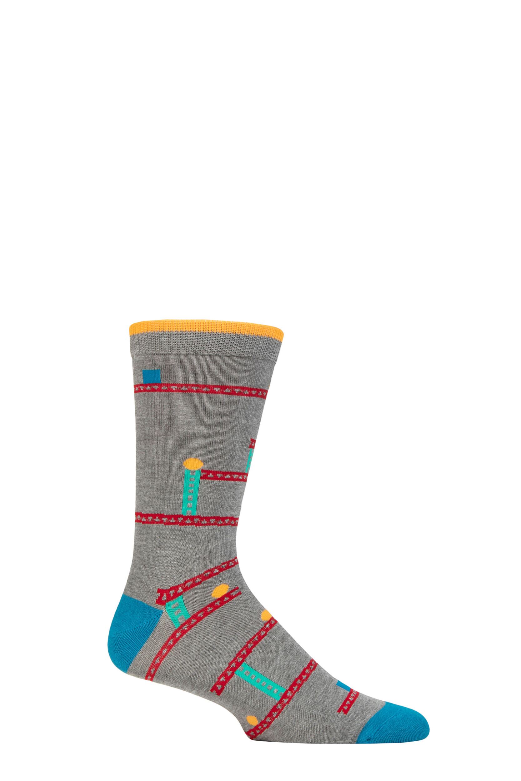 Mens 1 Pair Thought Bamboo and Organic Cotton Arcade Games Socks Grey Marle 7-11 Mens