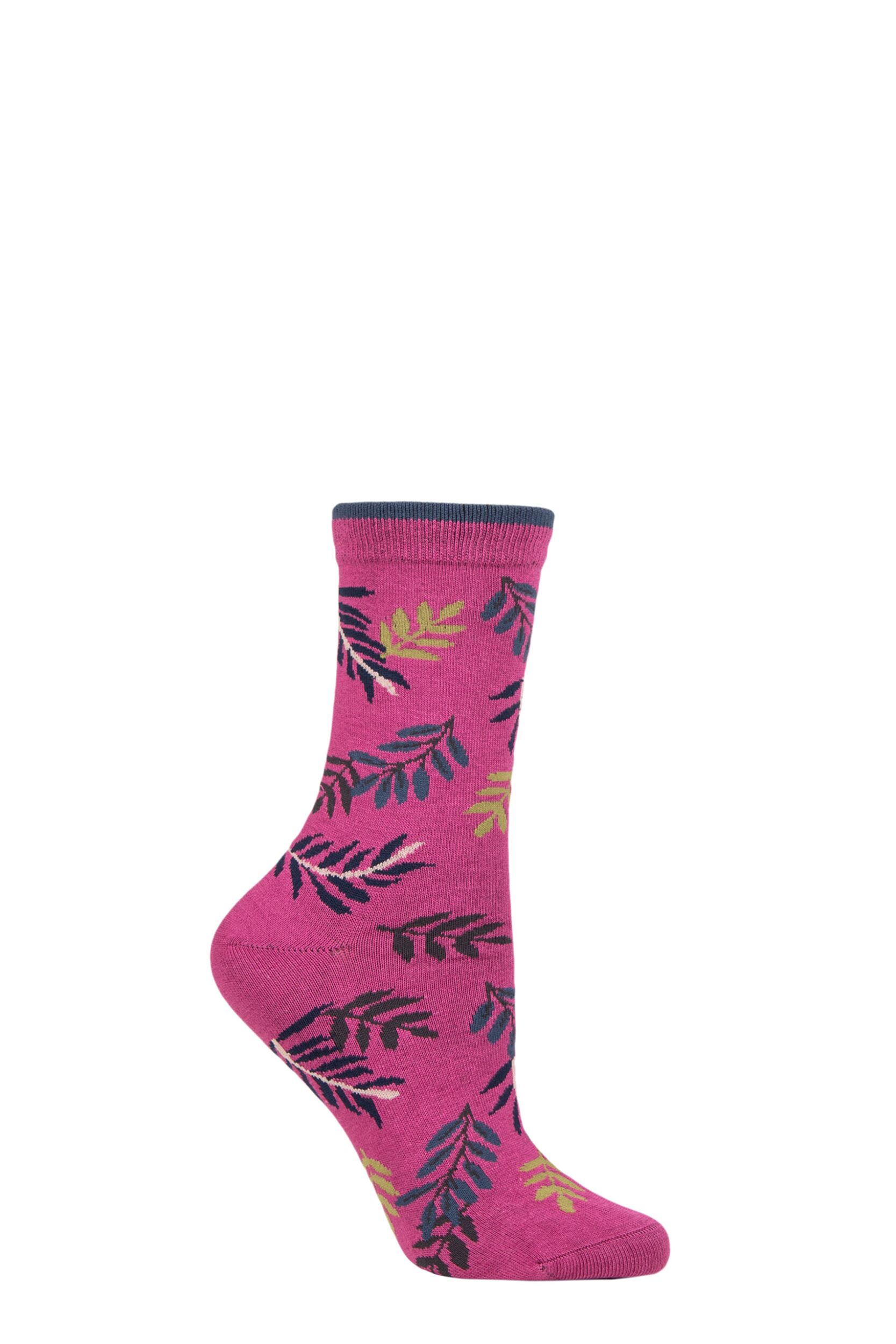 Women's 1 Pair Thought Mable Leaf Bamboo and Organic Cotton Socks Violet Pink 4-7 Ladies