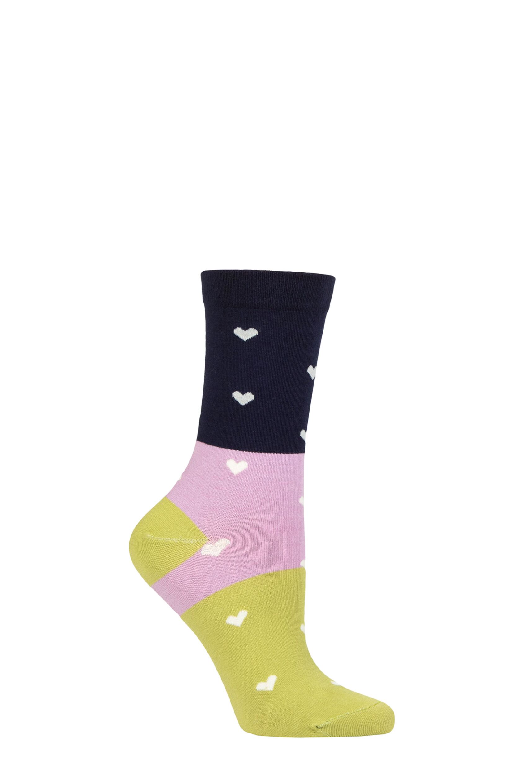 Women's 1 Pair Thought Nova Organic Cotton Heart Socks Navy 4-7