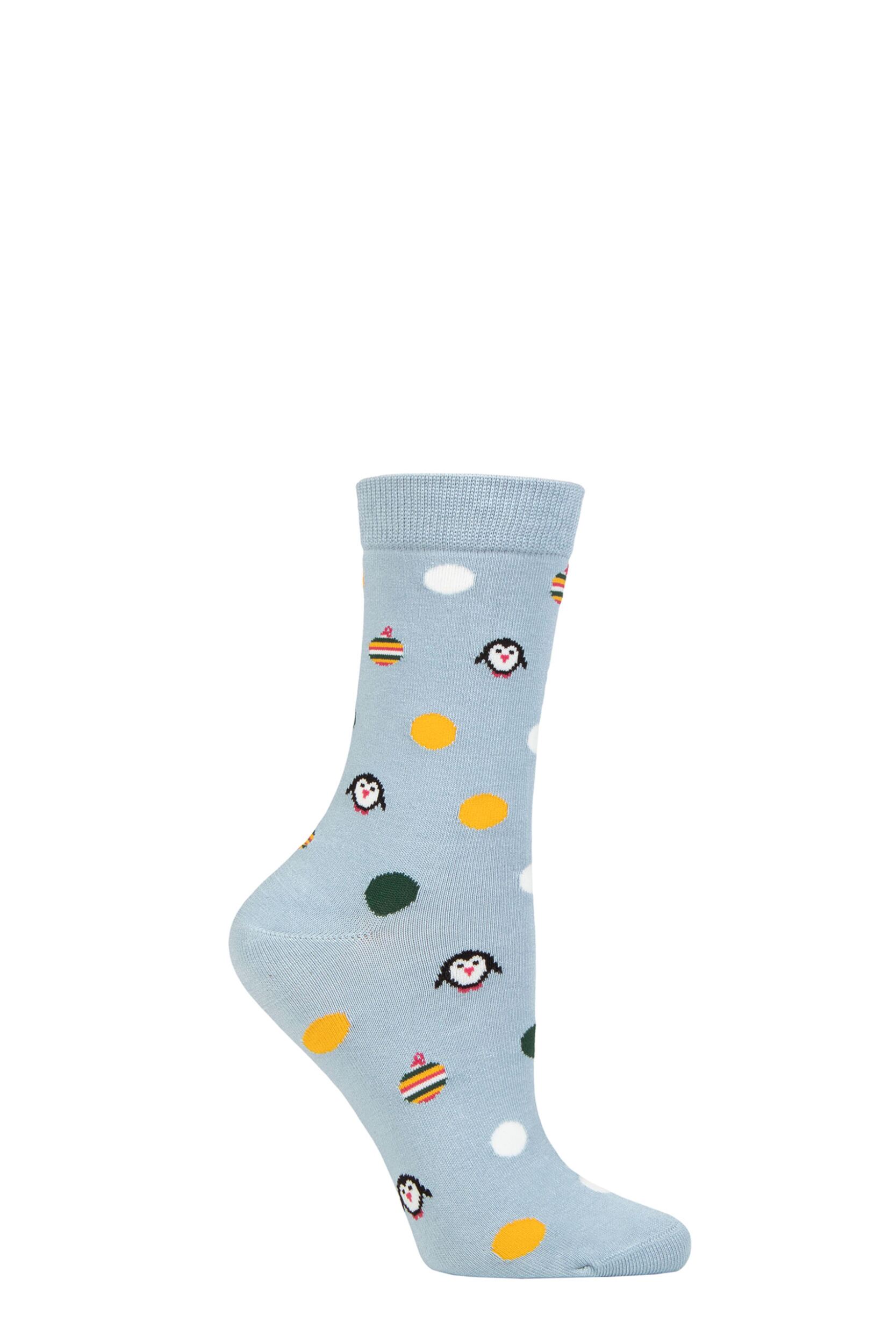 Women's 1 Pair Thought Neva Penguin Bamboo Socks Foam Blue 4-7
