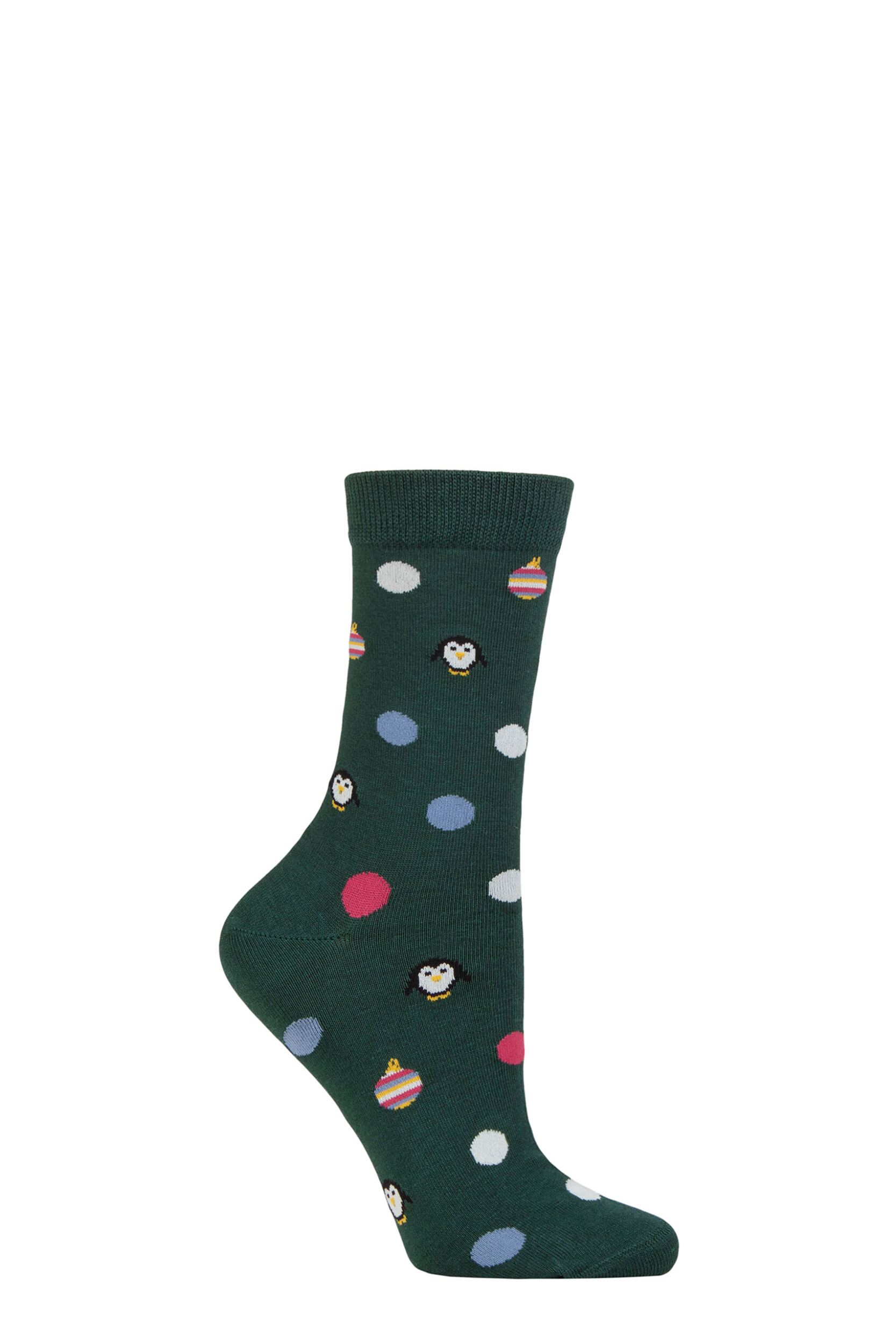 Women's 1 Pair Thought Neva Penguin Bamboo Socks Forest Green  4-7