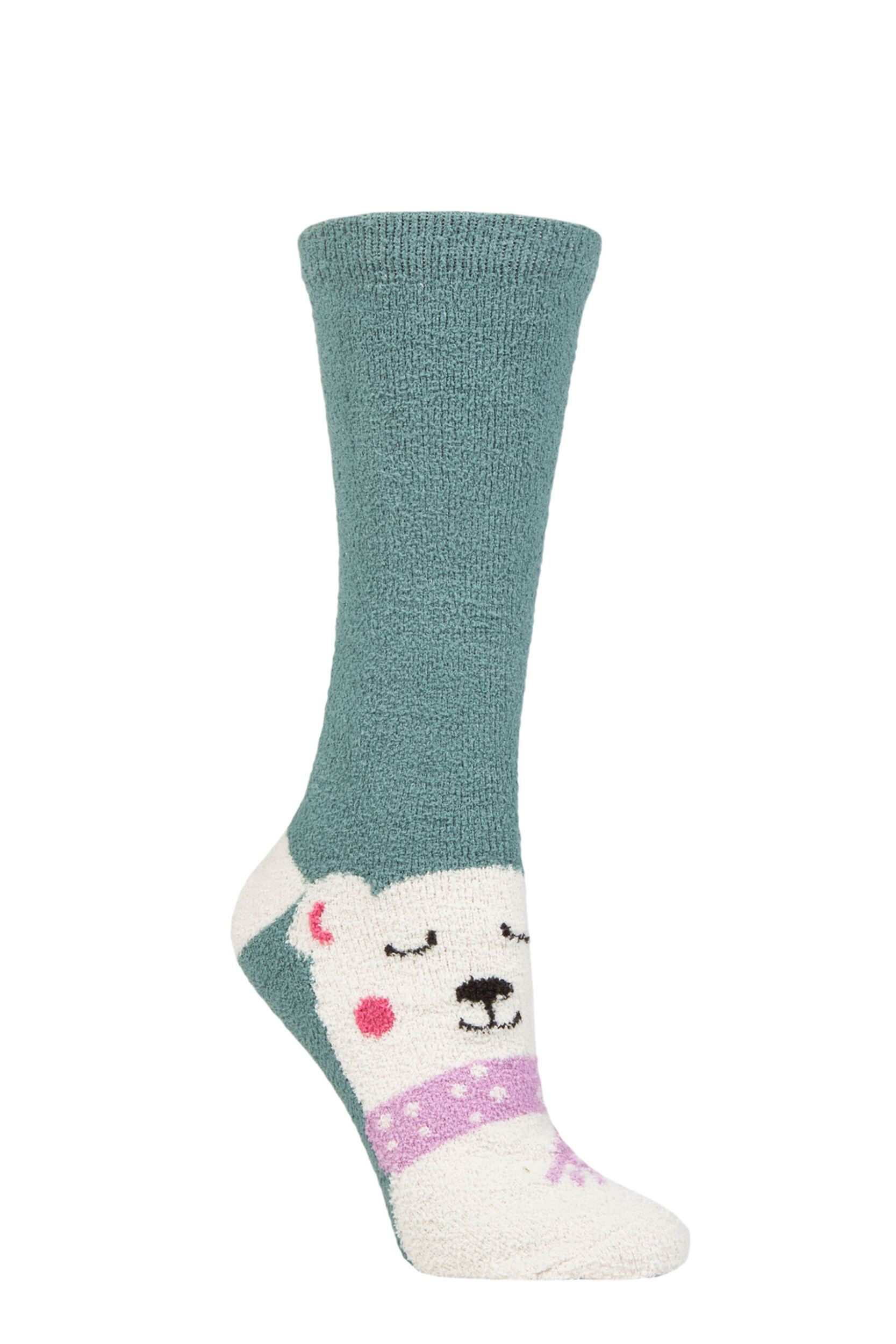 Women's 1 Pair Thought Billie Animal Recycled Polyester Fluffy Socks Eucalyptus Blue 4-7