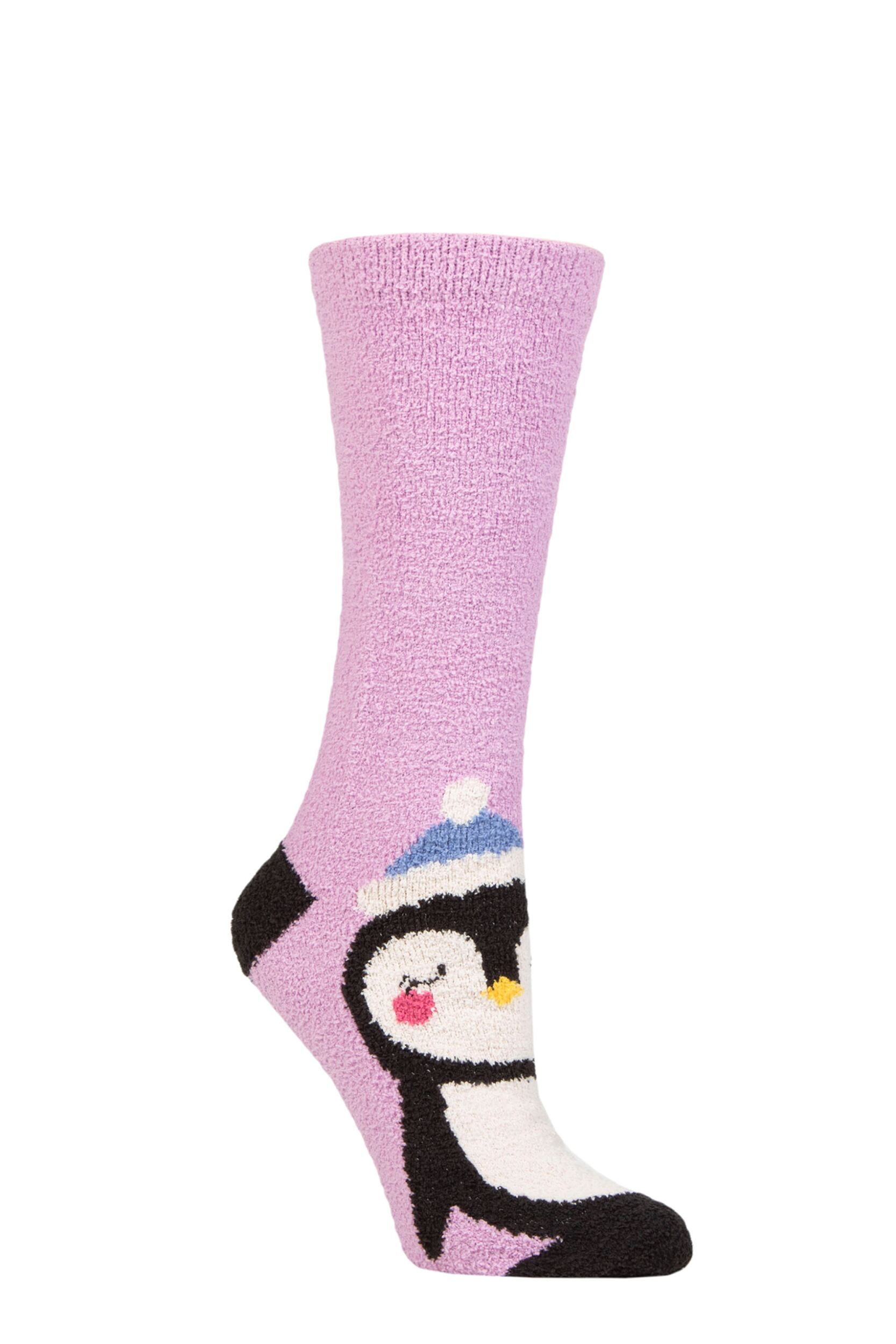 Women's 1 Pair Thought Billie Animal Recycled Polyester Fluffy Socks Lavender Purple 4-7