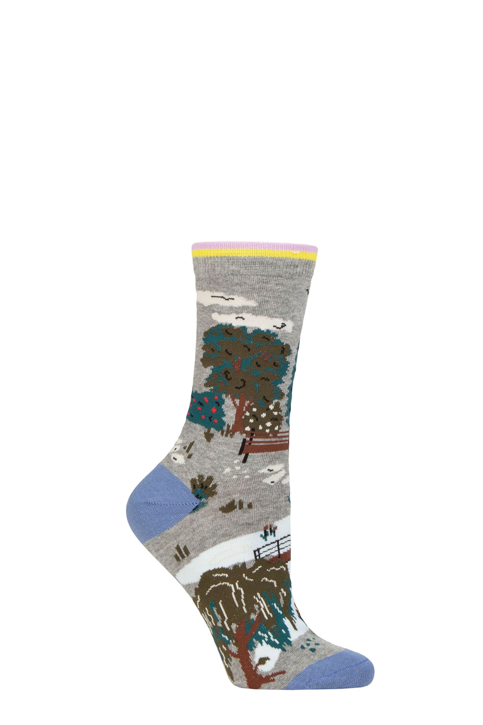 Women's 1 Pair Thought Organic Cotton Garden Socks Grey 4-7 Ladies