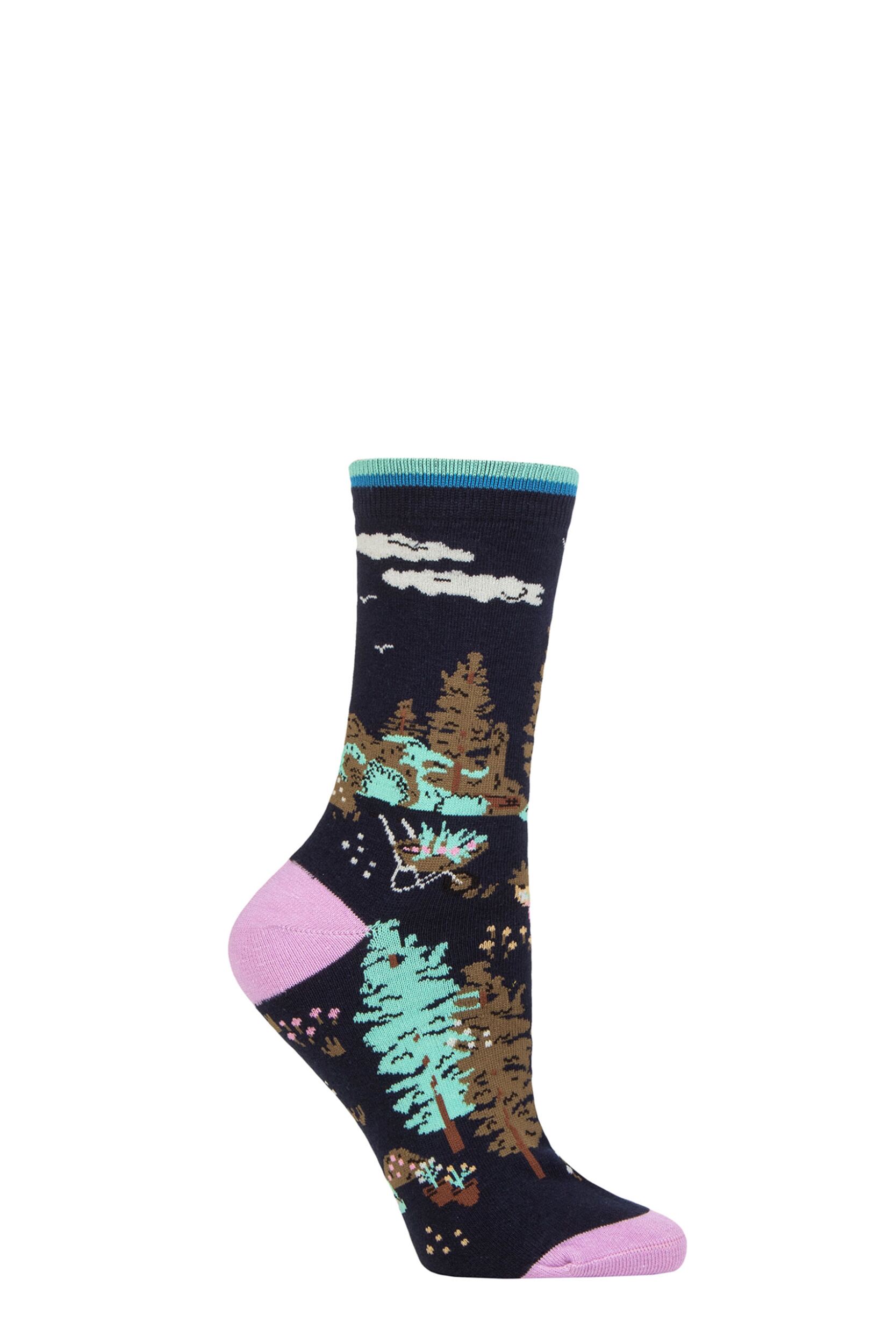 Women's 1 Pair Thought Organic Cotton Garden Socks Navy 4-7 Ladies