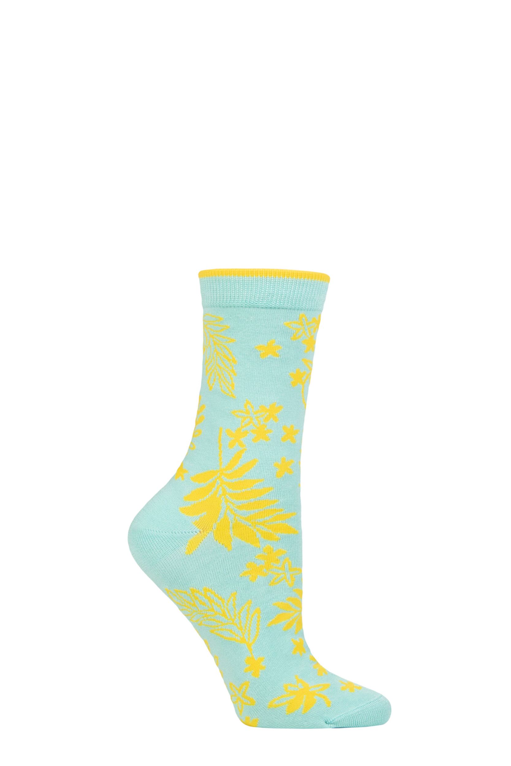 Women's 1 Pair Thought Bamboo and Organic Cotton Floral Socks Mint 4-7 Ladies