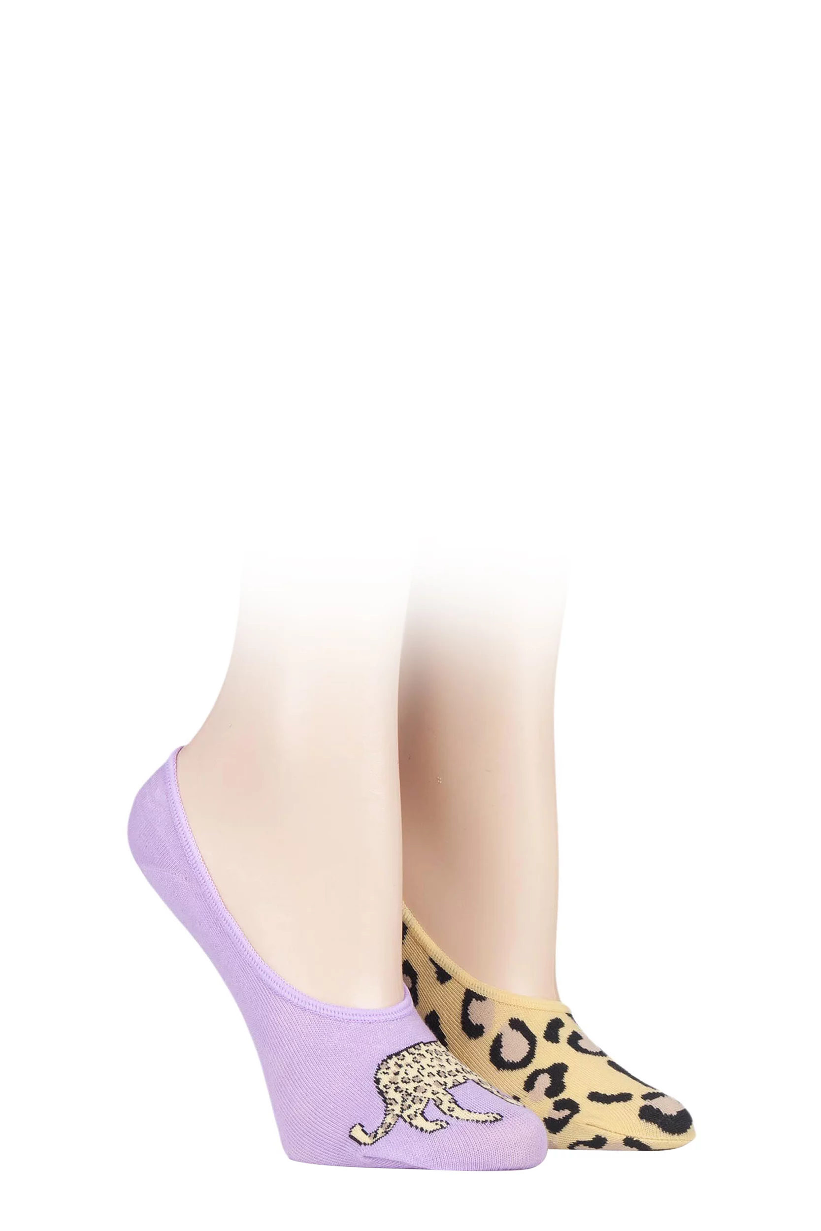Women's 2 Pair SOCKSHOP Wildfeet Novelty Ped Cotton Socks Leopard 4