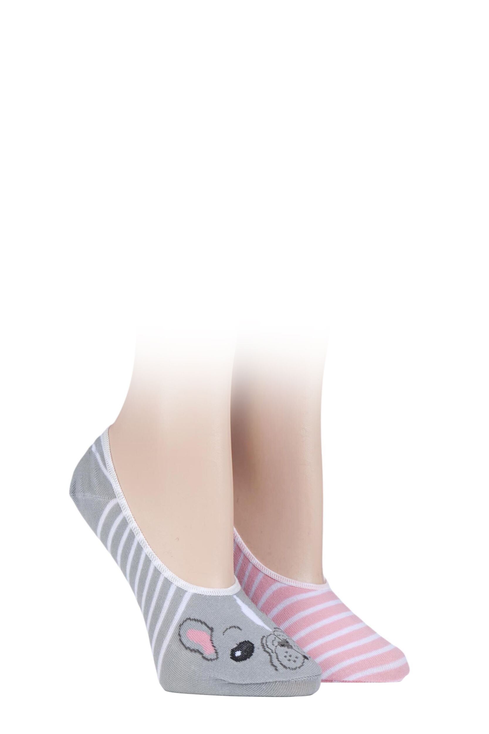 2 Pair French Bulldog Invisible Socks Ladies 4-8 Ladies - Wild Feet