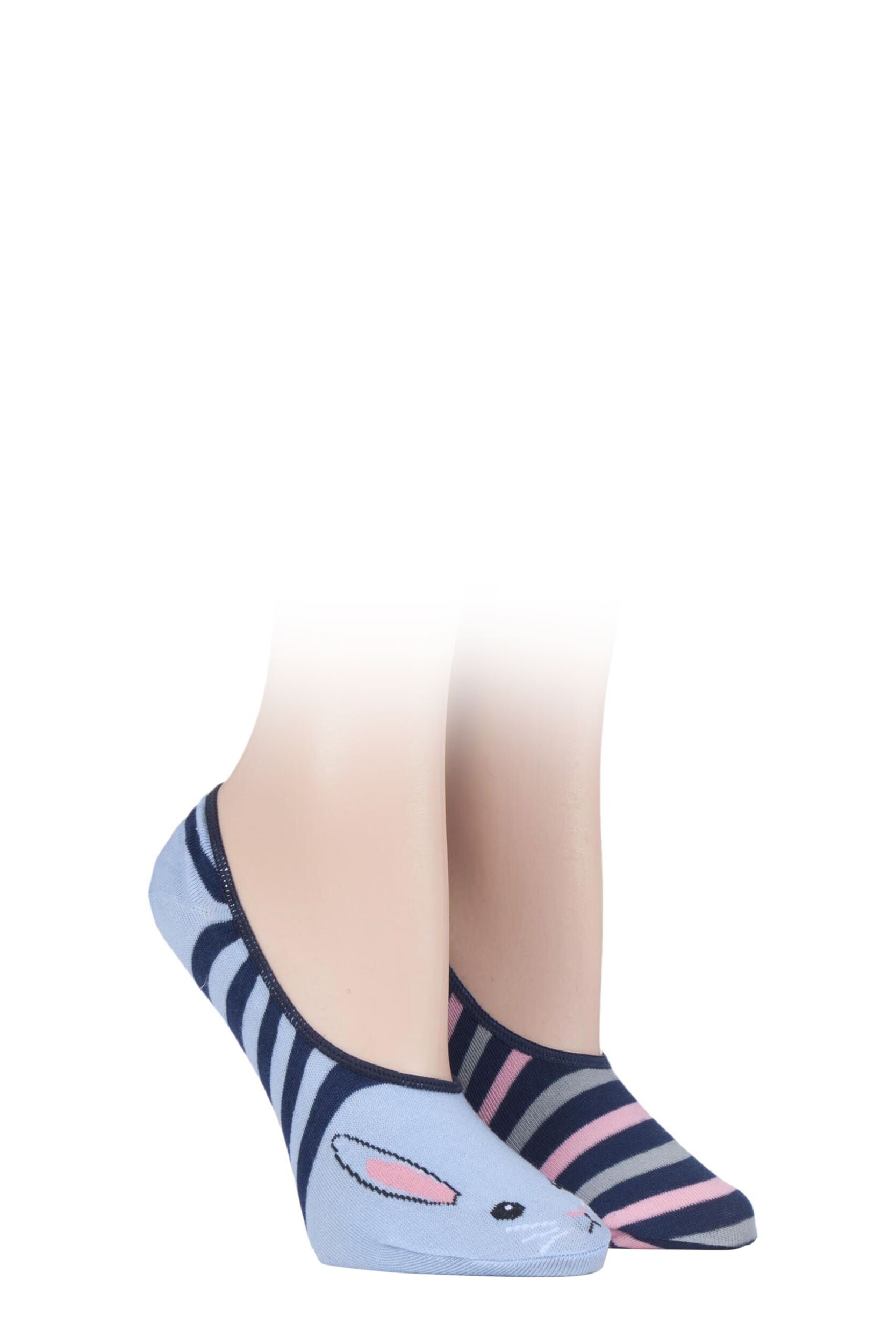 2 Pair Rabbit Invisible Socks Ladies 4-8 Ladies - Wild Feet