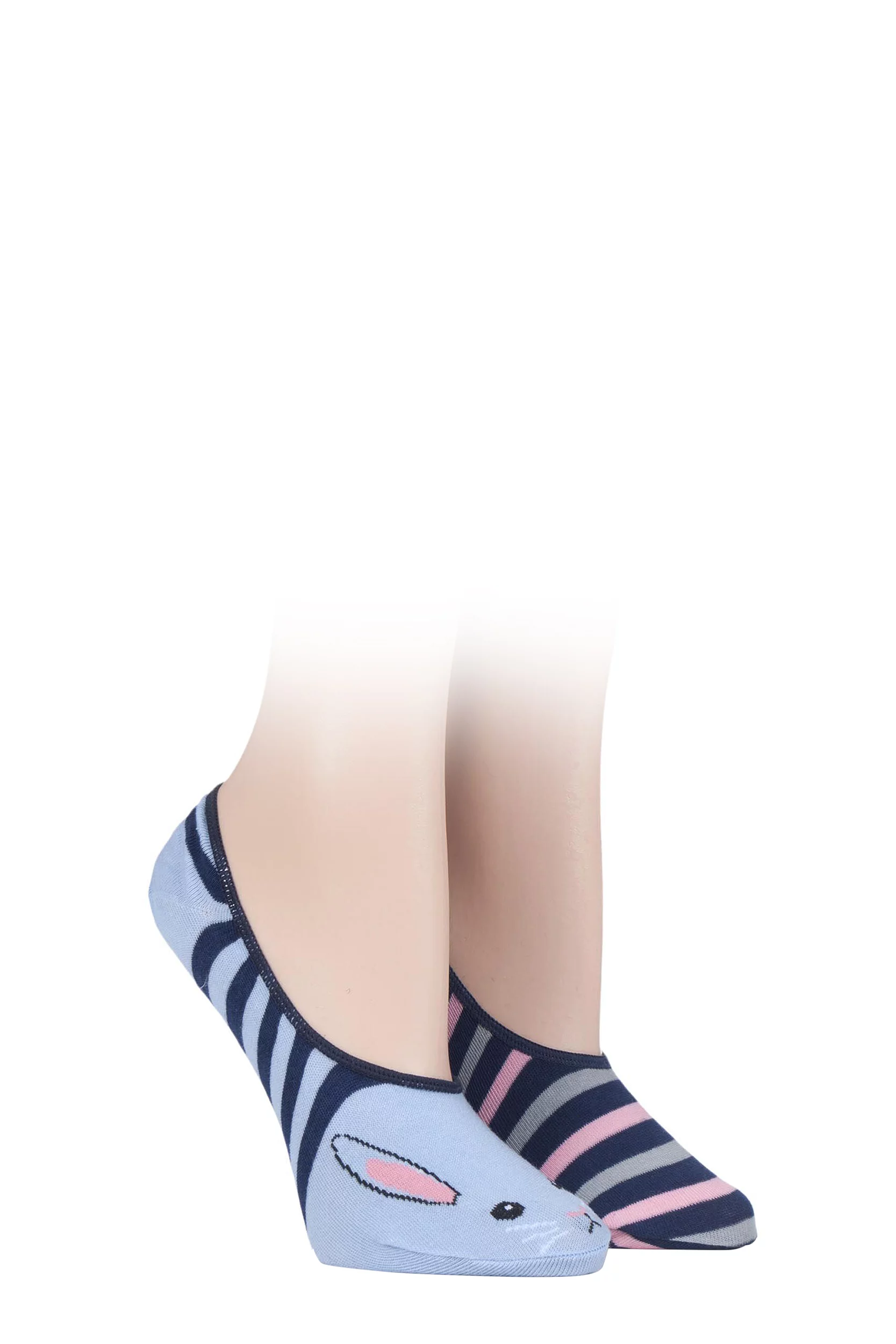 2 Pair Rabbit Invisible Socks Ladies 4-8 Ladies - Wild Feet