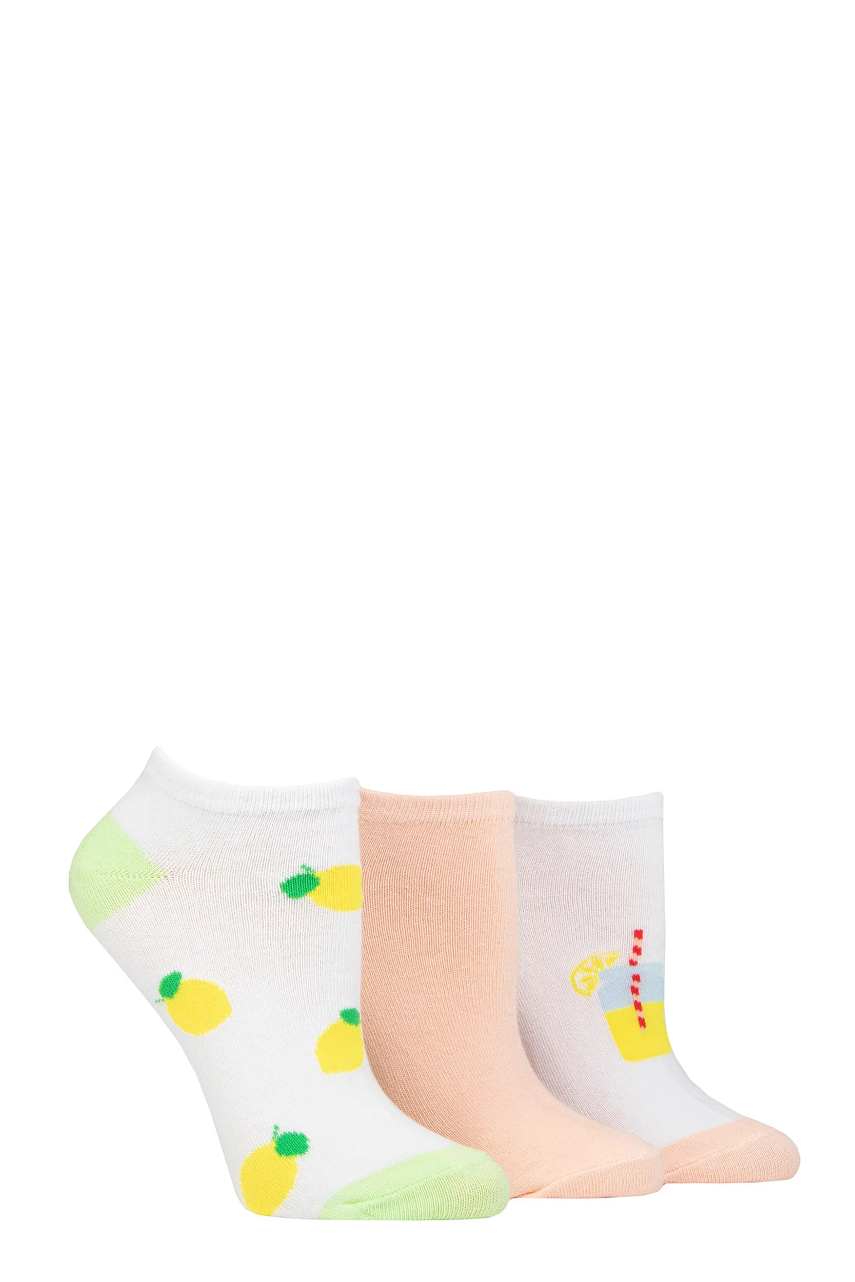 Women's 3 Pair SOCKSHOP Wildfeet Novelty Cotton Trainer Socks Lemons 4