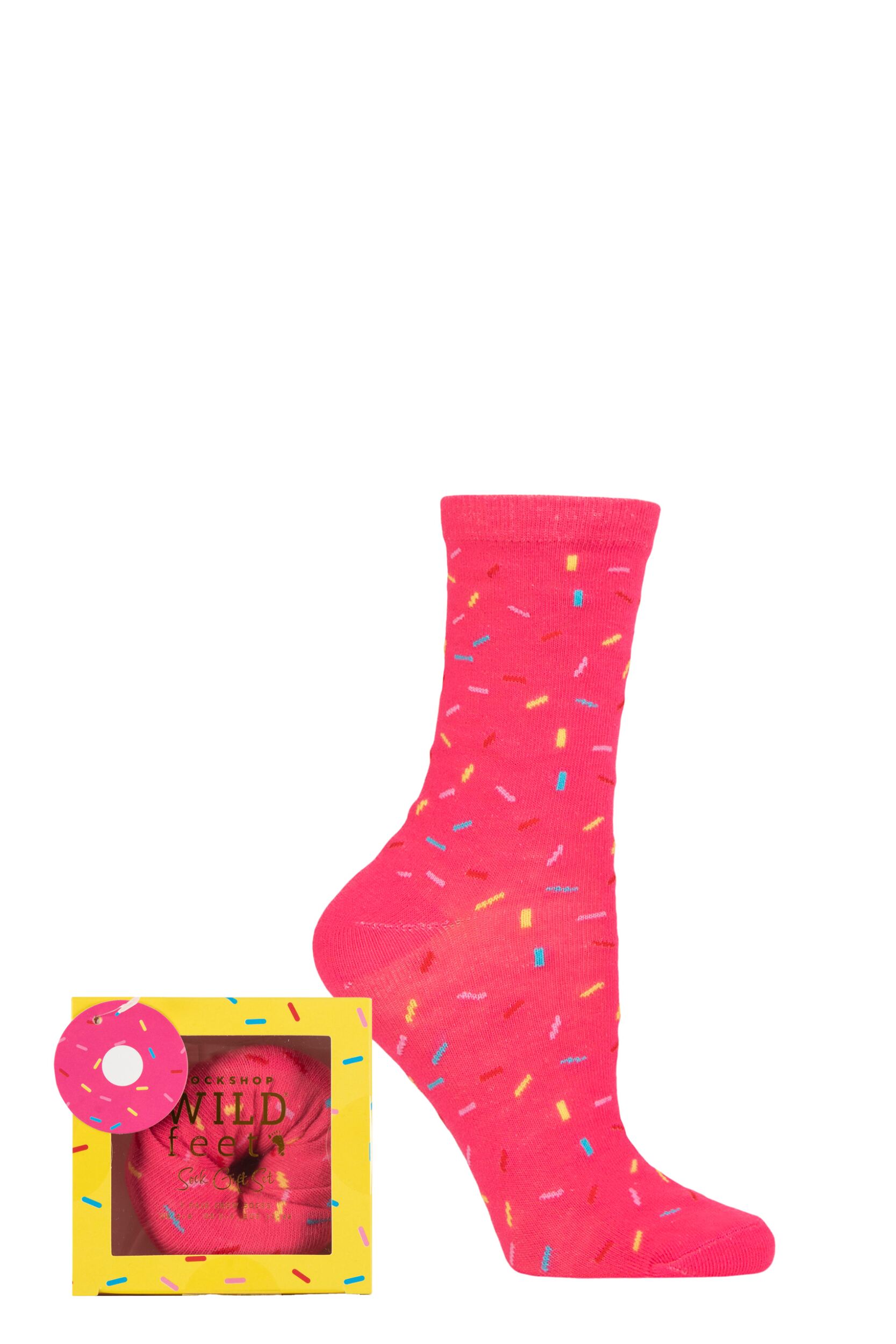 Women's 1 Pair SOCKSHOP Wildfeet 'Me Time' Gift Boxed Socks Doughnut 4-8