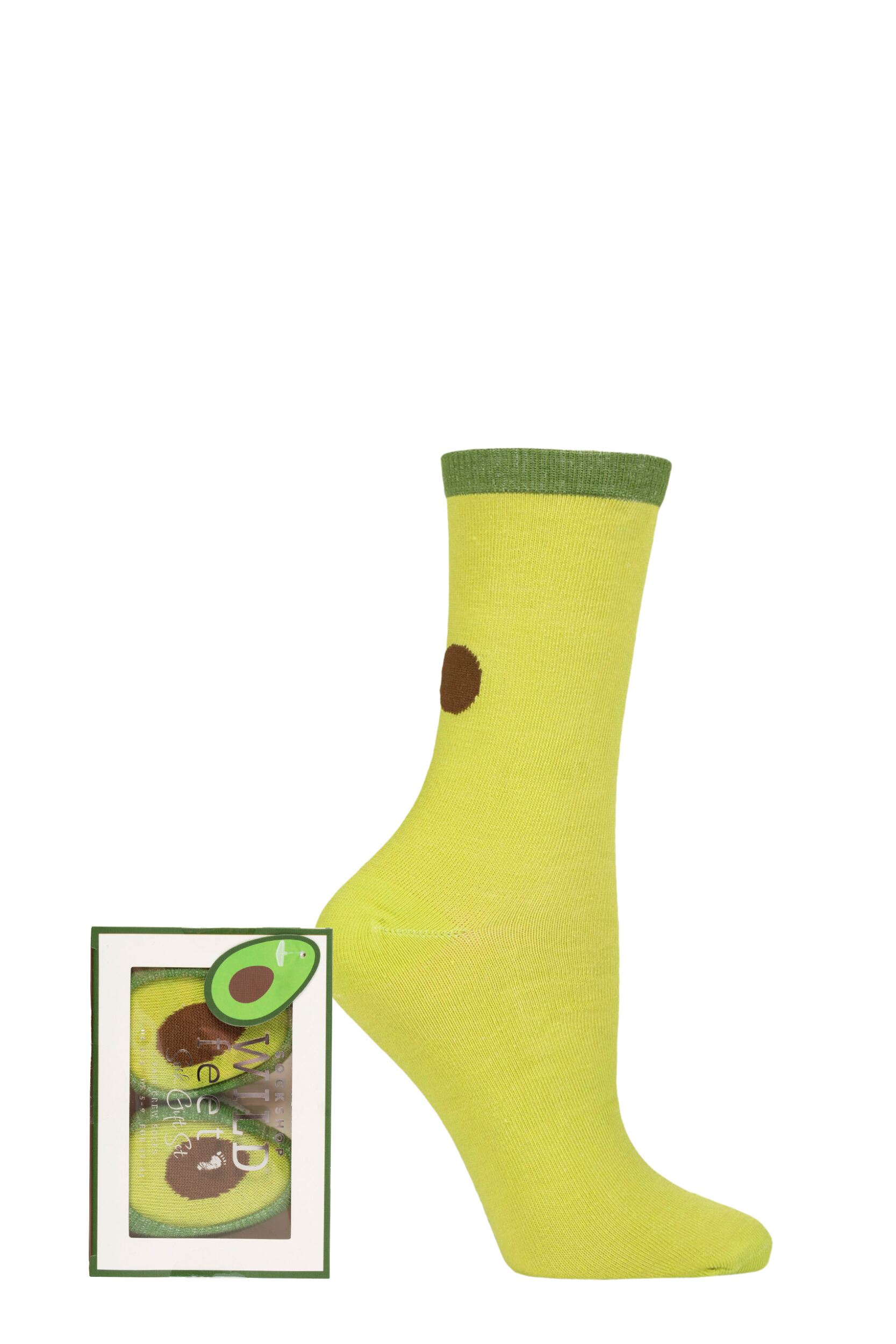 Women's 1 Pair SOCKSHOP Wildfeet 'Me Time' Gift Boxed Socks Avocado 4-8