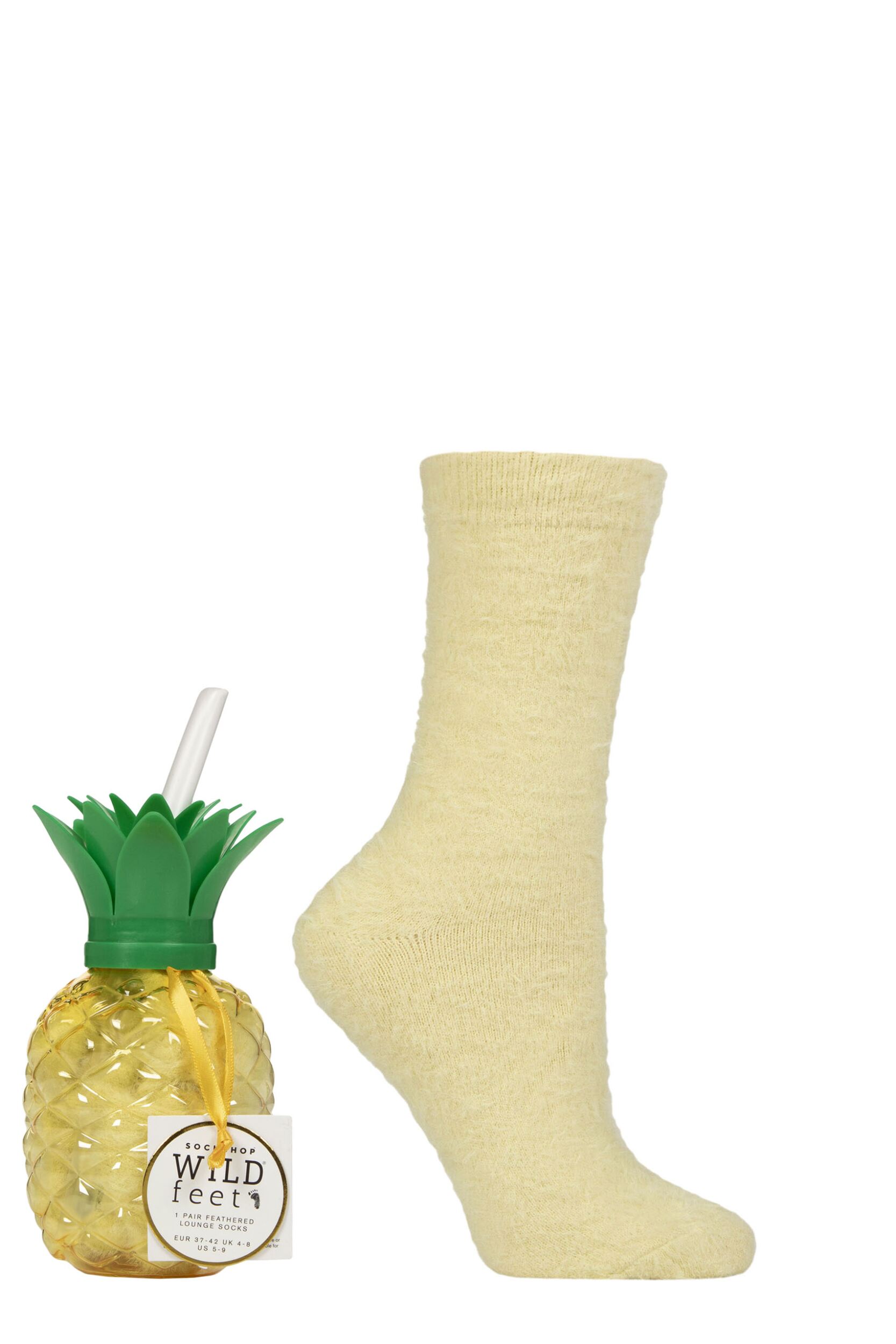 Women's 1 Pair SOCKSHOP Wildfeet 'Me Time' Gift Boxed Socks Pineapple 4-8