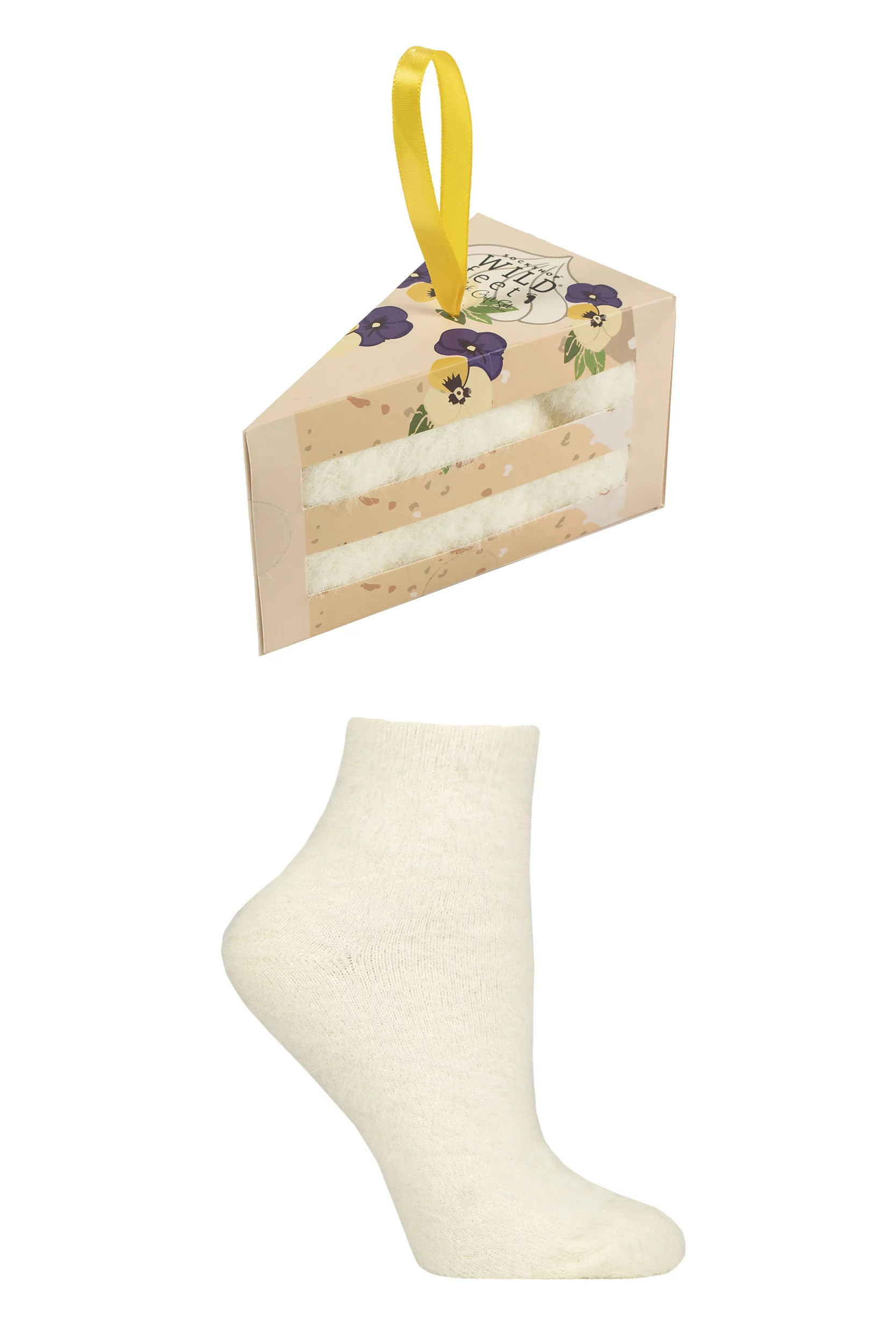 Women's 1 Pair SOCKSHOP Wildfeet 'Sweet Treats’ Gift Boxed Fluffy Cosy Socks Vanilla Sponge 4