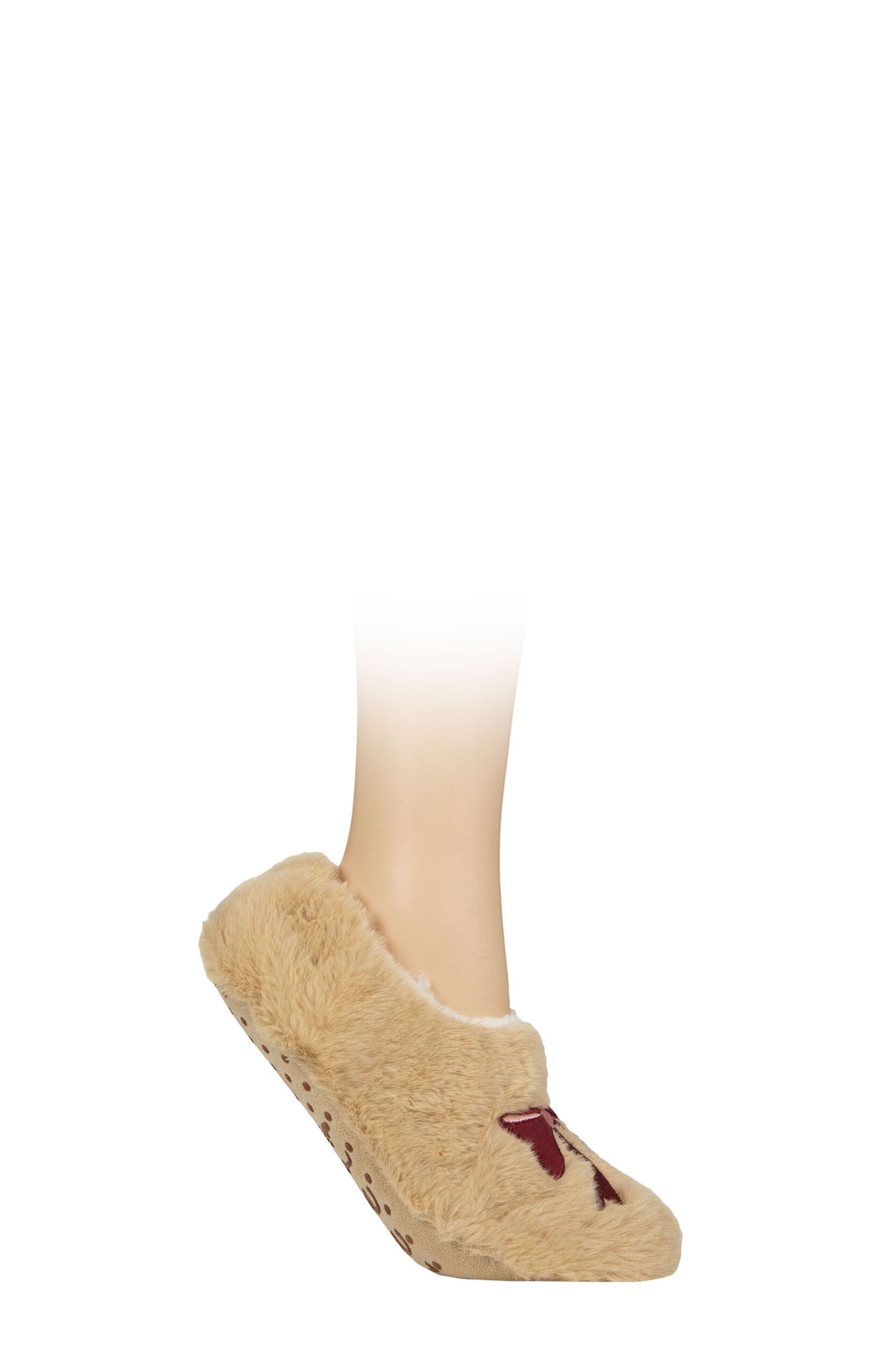 Women's 1 Pair SOCKSHOP Wildfeet Fluffy Fleece Lined Footsie Slipper Socks Bow 4-8