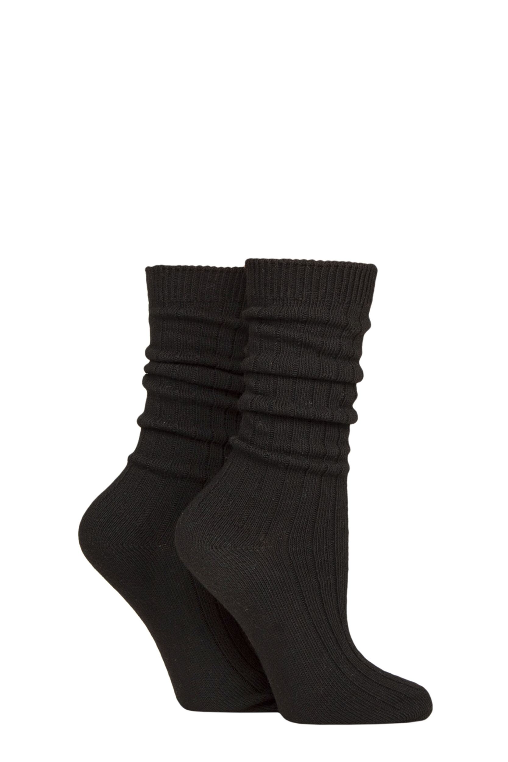 Women's 2 Pair SOCKSHOP Wildfeet Slouch Socks Black 4-8 Women's