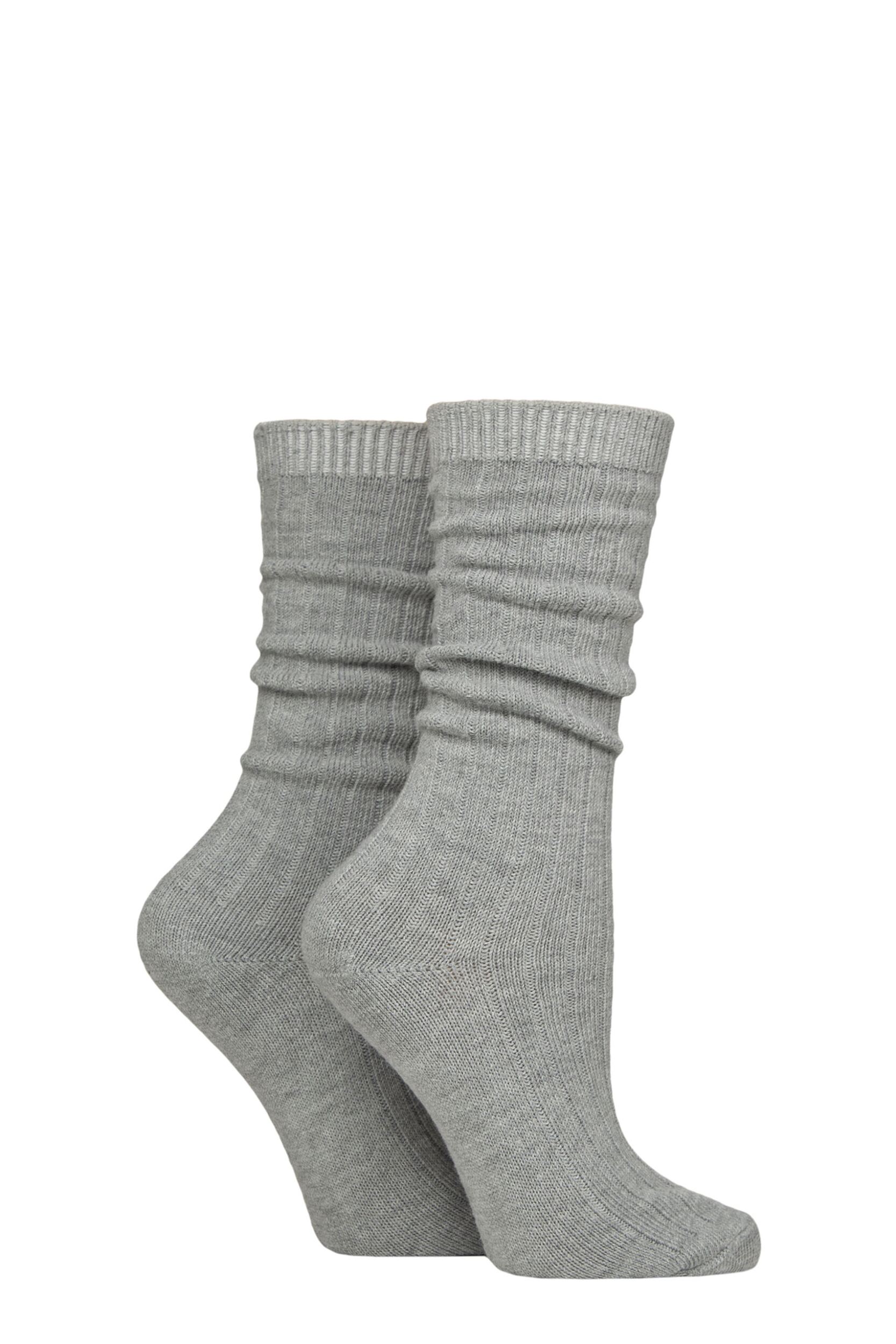 Women's 2 Pair SOCKSHOP Wildfeet Slouch Socks Grey 4-8 Women's