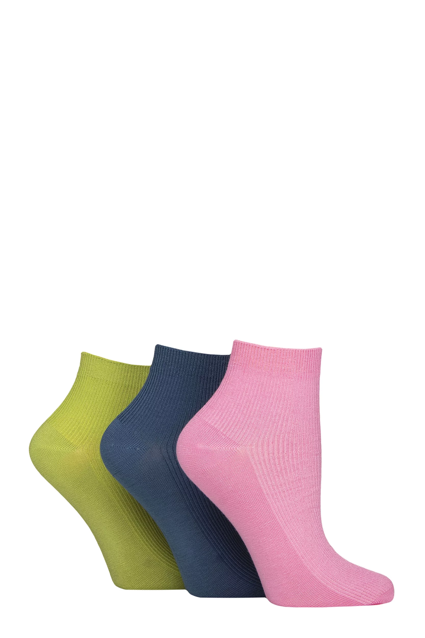 Women's 3 Pair Elle Ribbed Bamboo Ankle Socks Coastal Joy 4