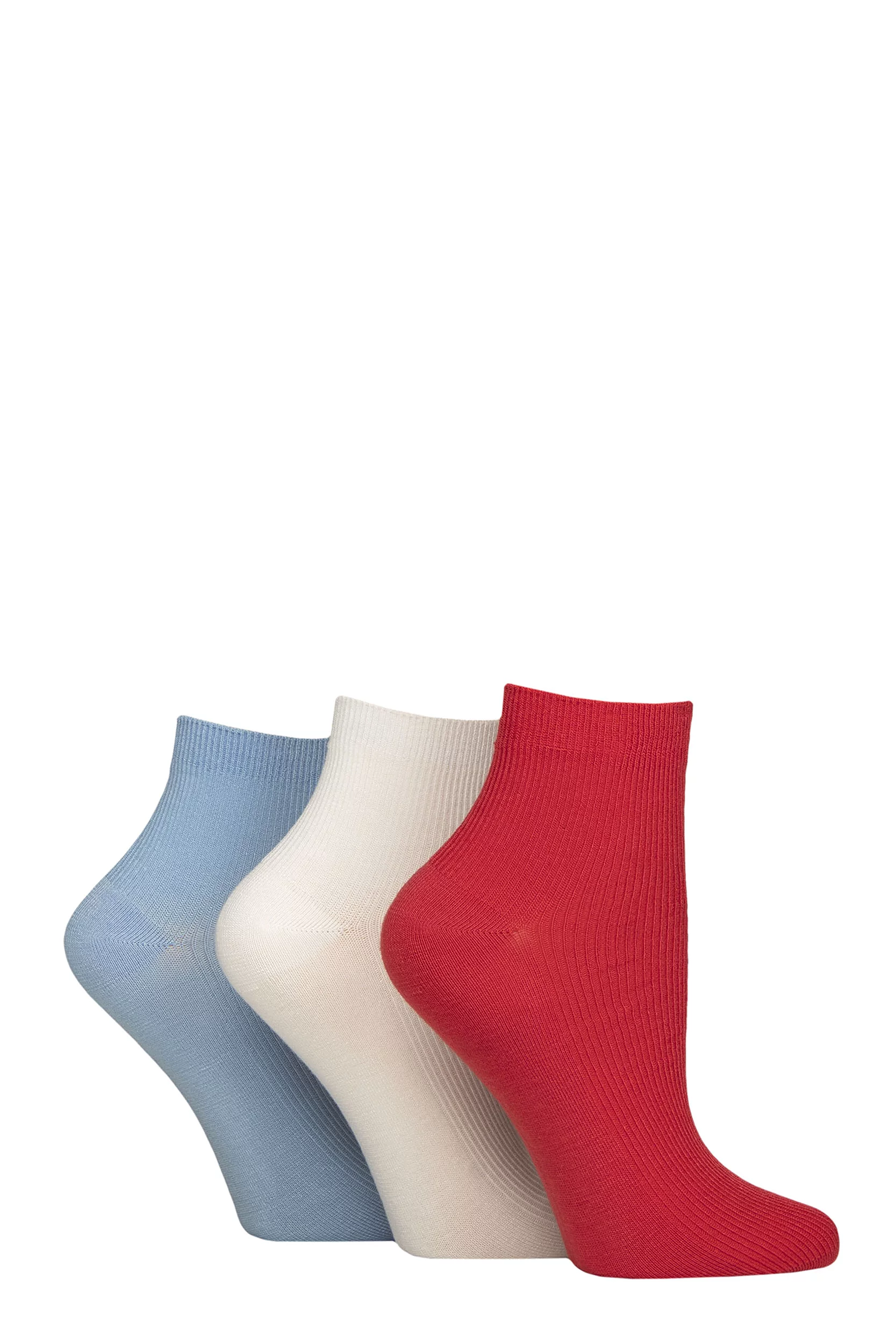 Women's 3 Pair Elle Ribbed Bamboo Ankle Socks Seafarer 4