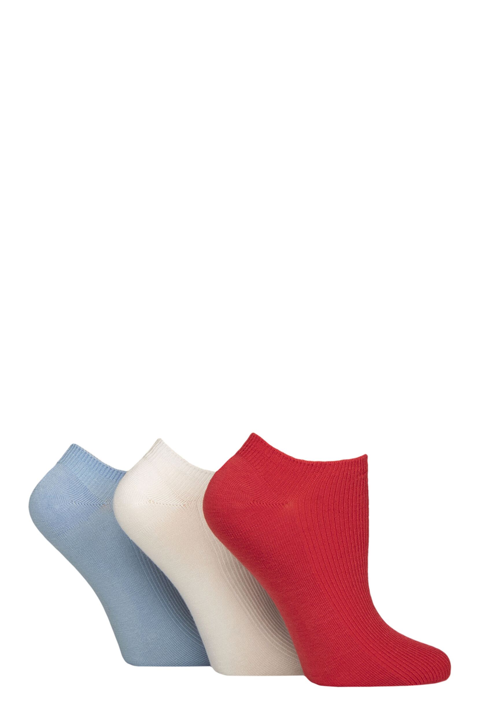 Women's 3 Pair Elle Bamboo Ribbed No Show Socks Seafarer 4-8