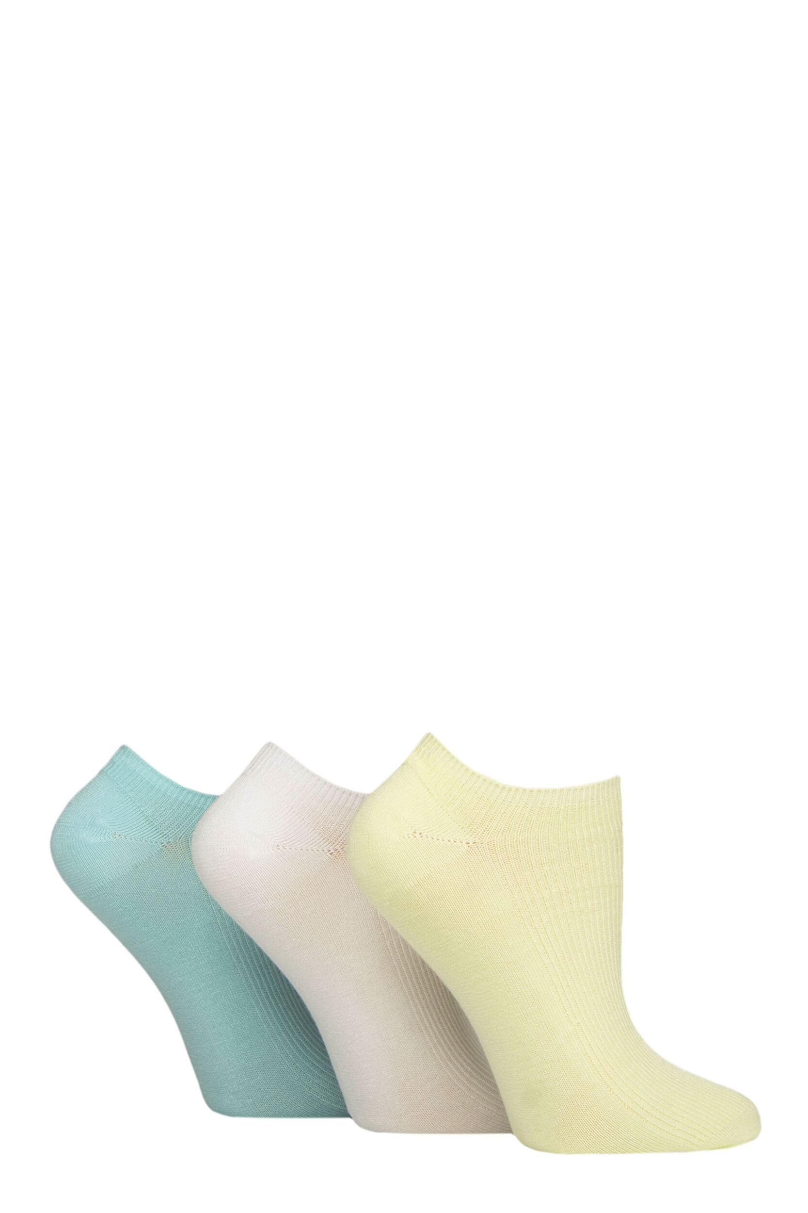 Women's 3 Pair Elle Bamboo Ribbed No Show Socks Keylime Pie 4-8
