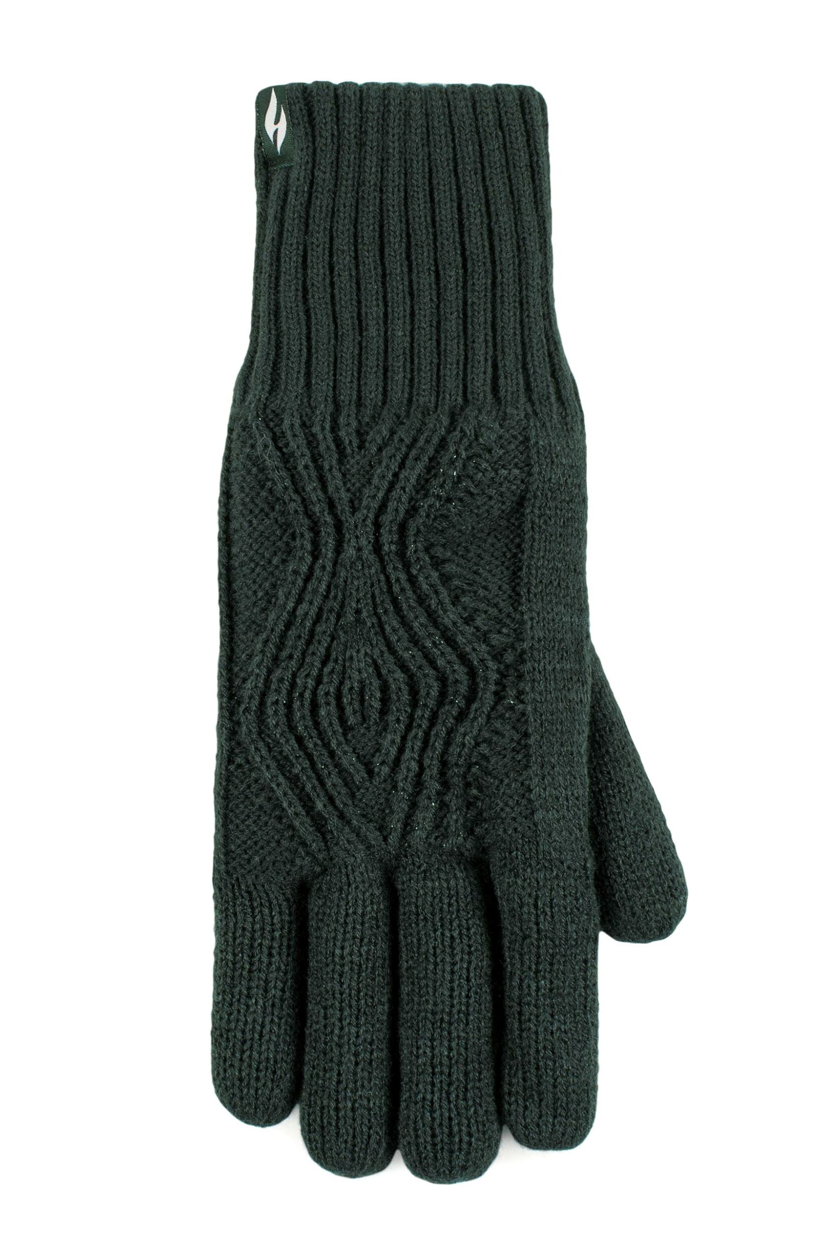 Women's 1 Pair SOCKSHOP Heat Holders Tampere Centre Cable Gloves Emerald S/M