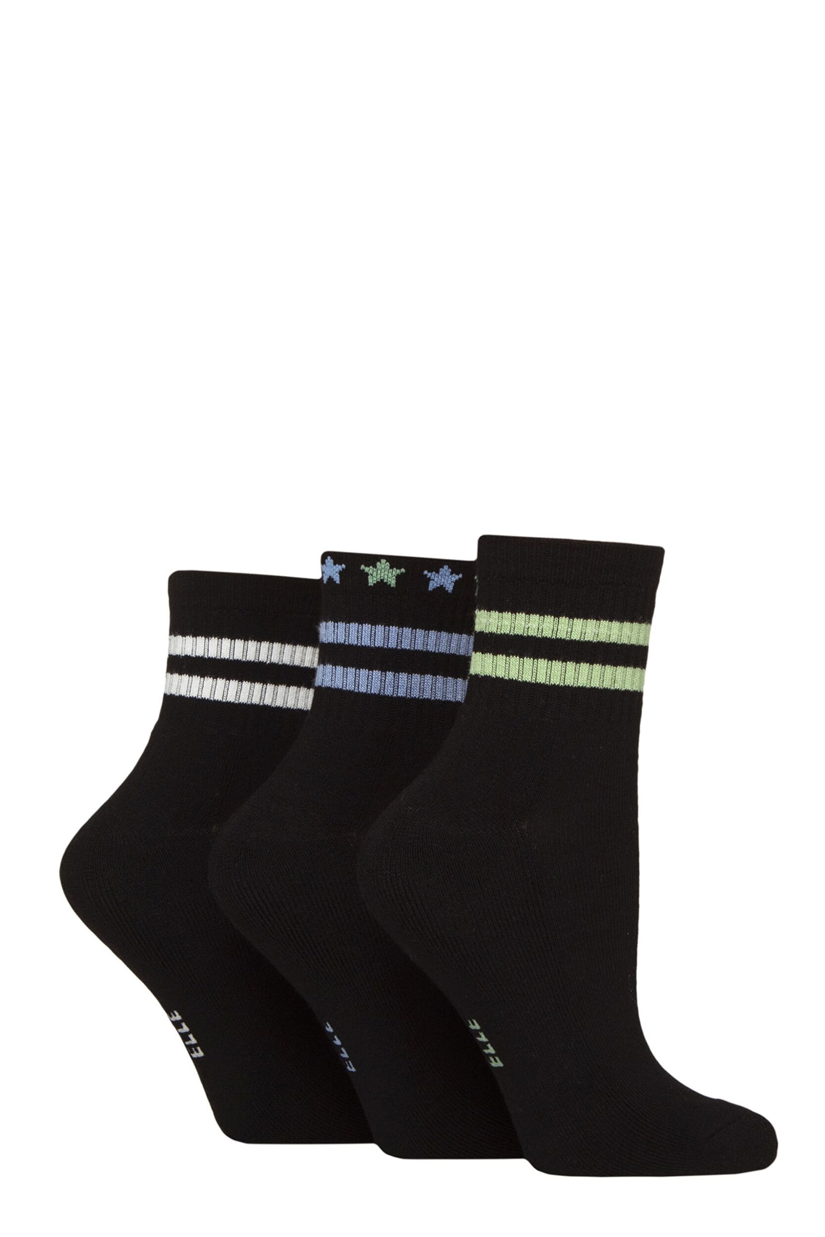 Women's 3 Pair Elle Half Cushion Bamboo Sport Anklet Socks Black / Forager 4-8
