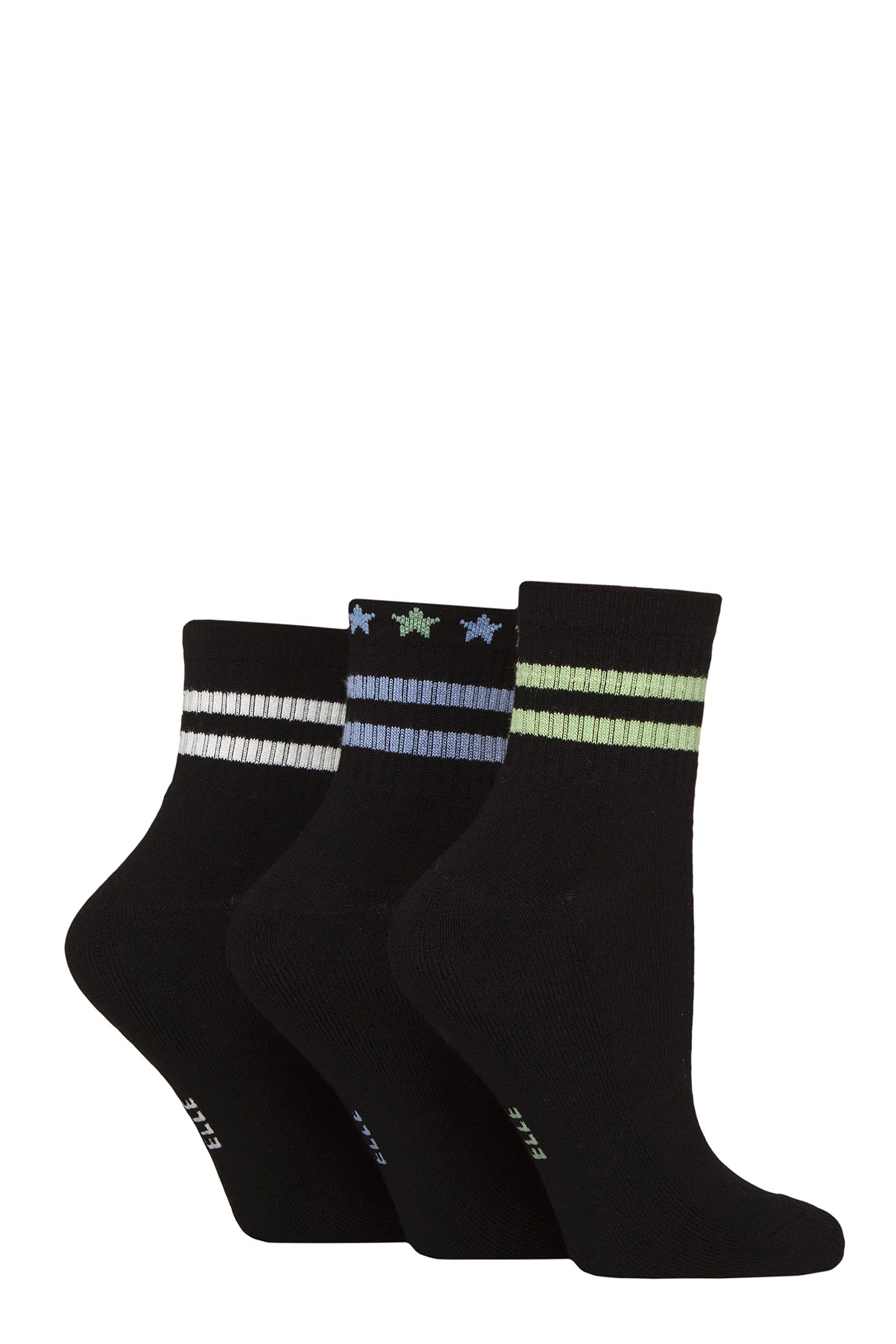 Women's 3 Pair Elle Half Cushion Bamboo Sport Anklet Socks Black / Forager 4