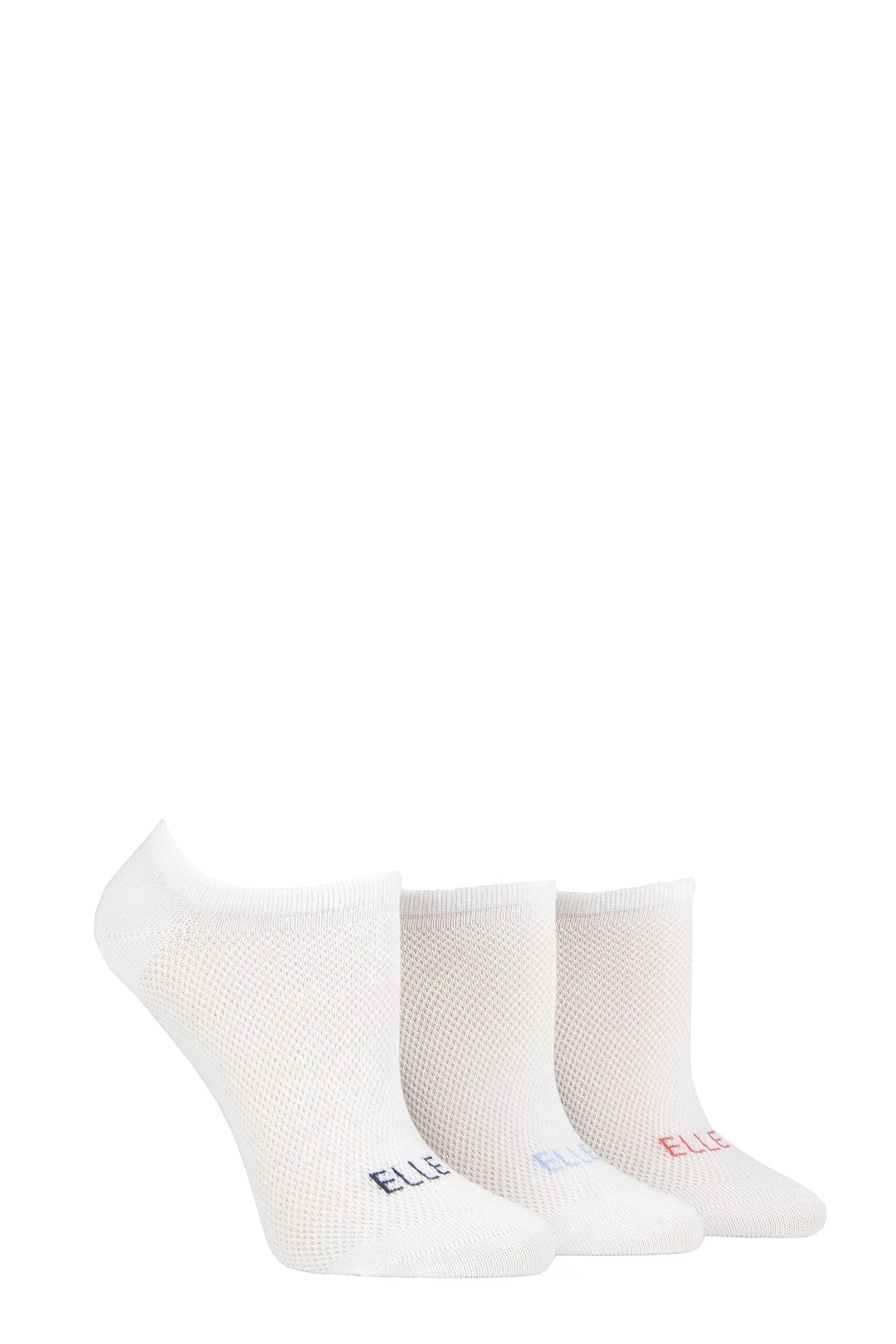 3 Pair White Sport Mesh Bamboo No Show Socks Ladies 4-8 Ladies - Elle