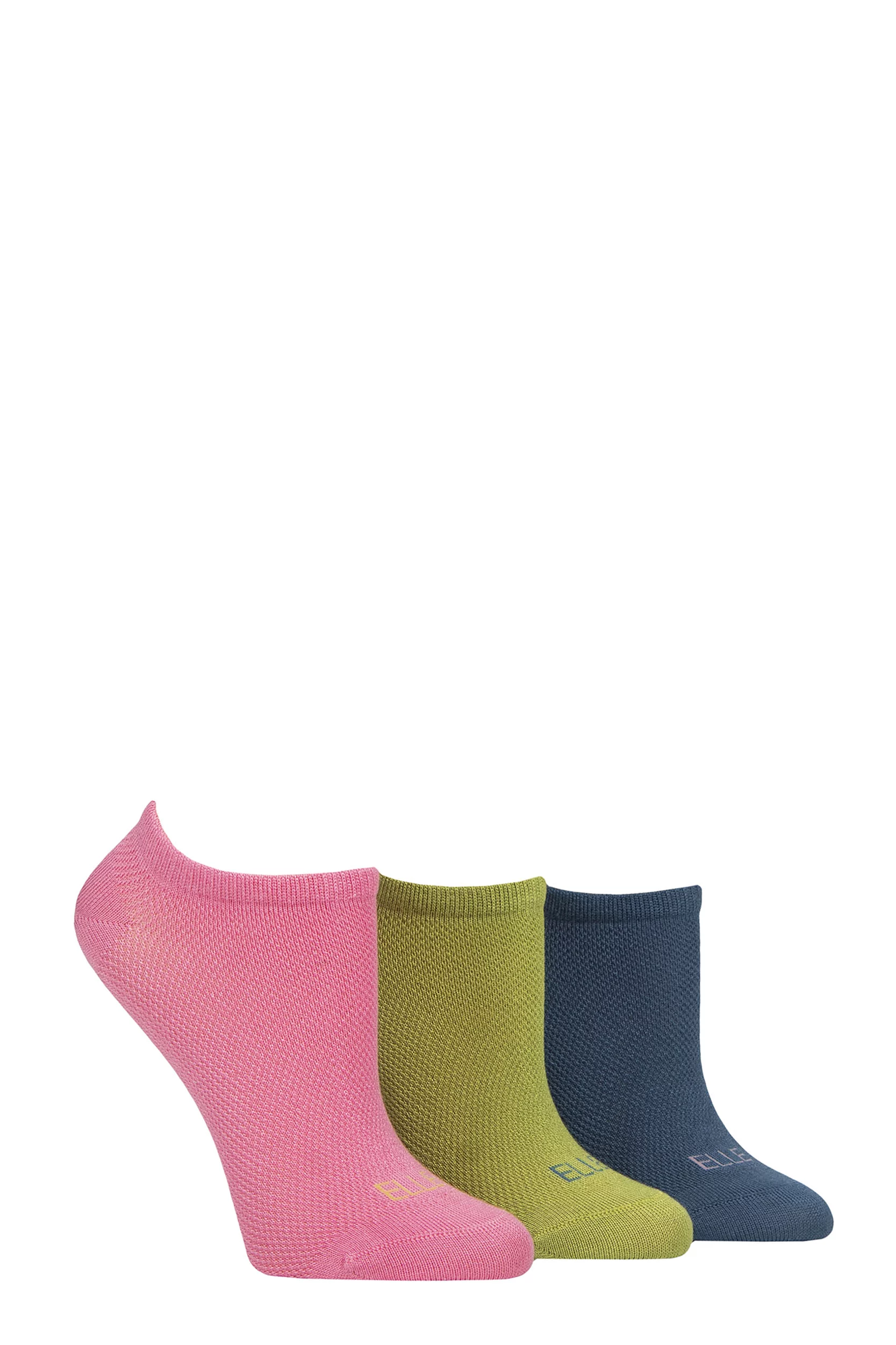 Women's 3 Pair Elle Sport Mesh Bamboo No Show Socks Coastal Joy 4